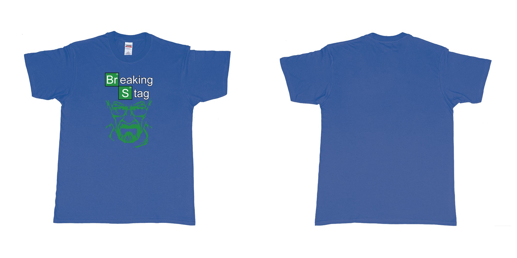 Custom tshirt design TPW Braking Bad Stag in fabric color royal-blue choice your own text made in Bali by The Pirate Way