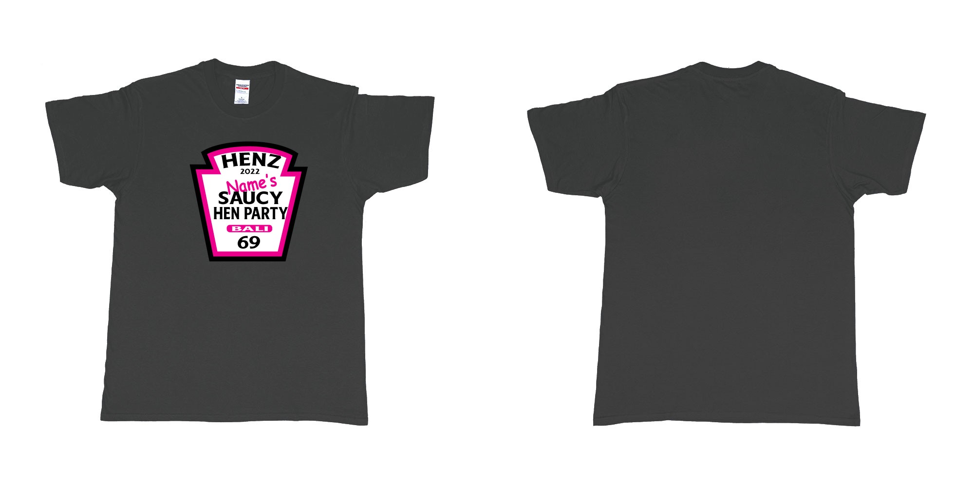 Custom tshirt design TPW Heinz ketchup hen night in fabric color black choice your own text made in Bali by The Pirate Way