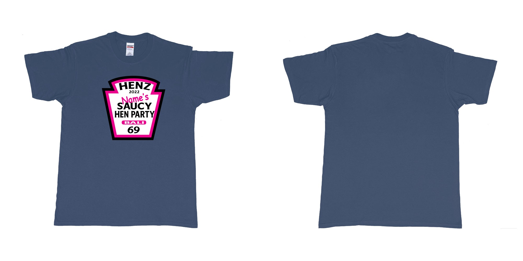Custom tshirt design TPW Heinz ketchup hen night in fabric color navy choice your own text made in Bali by The Pirate Way