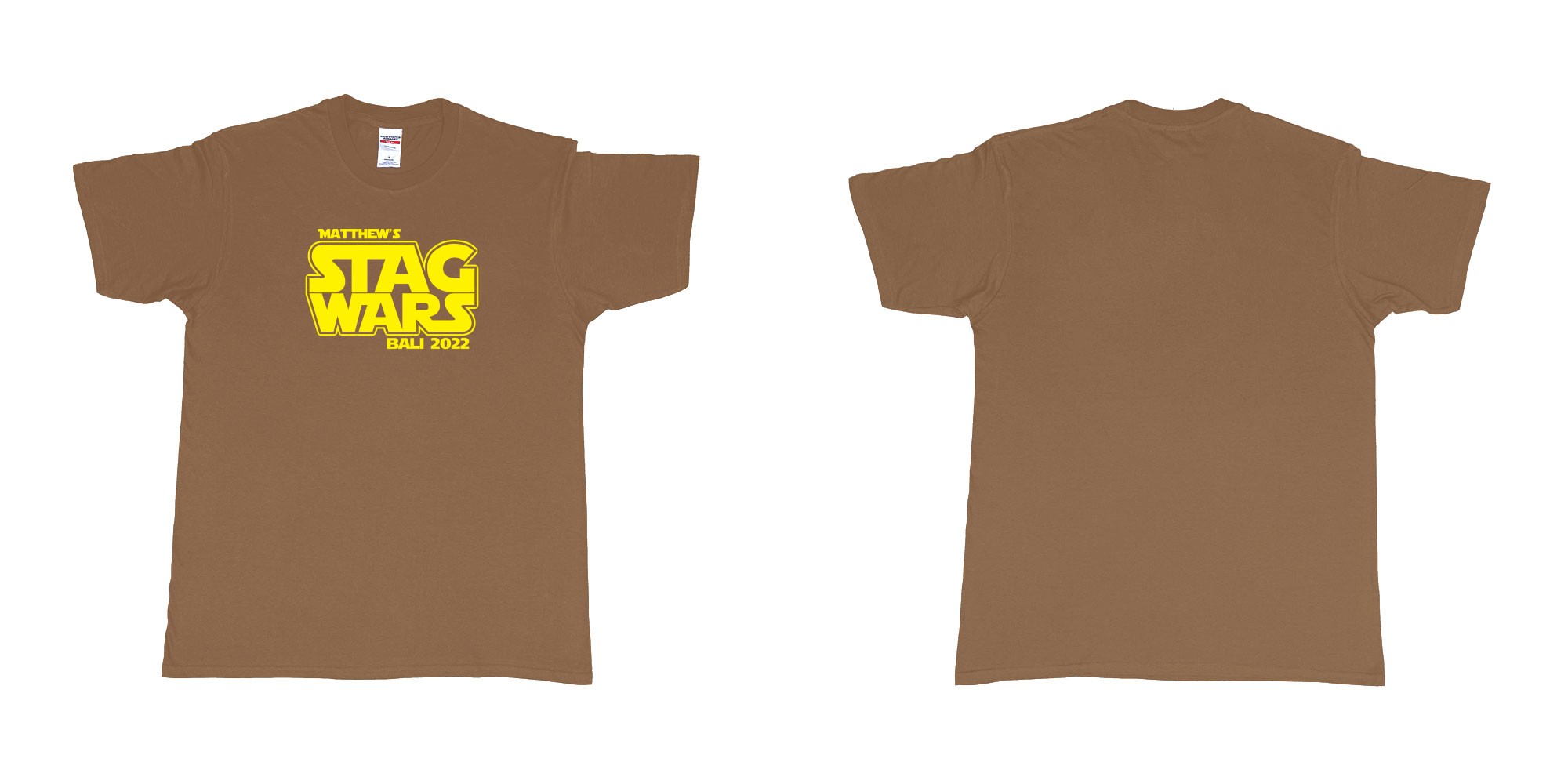 Custom tshirt design TPW Star Wars Stag in fabric color chestnut choice your own text made in Bali by The Pirate Way