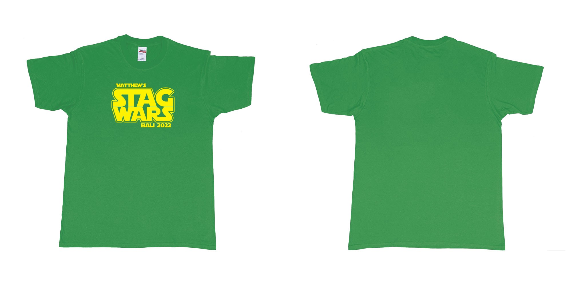 Custom tshirt design TPW Star Wars Stag in fabric color irish-green choice your own text made in Bali by The Pirate Way