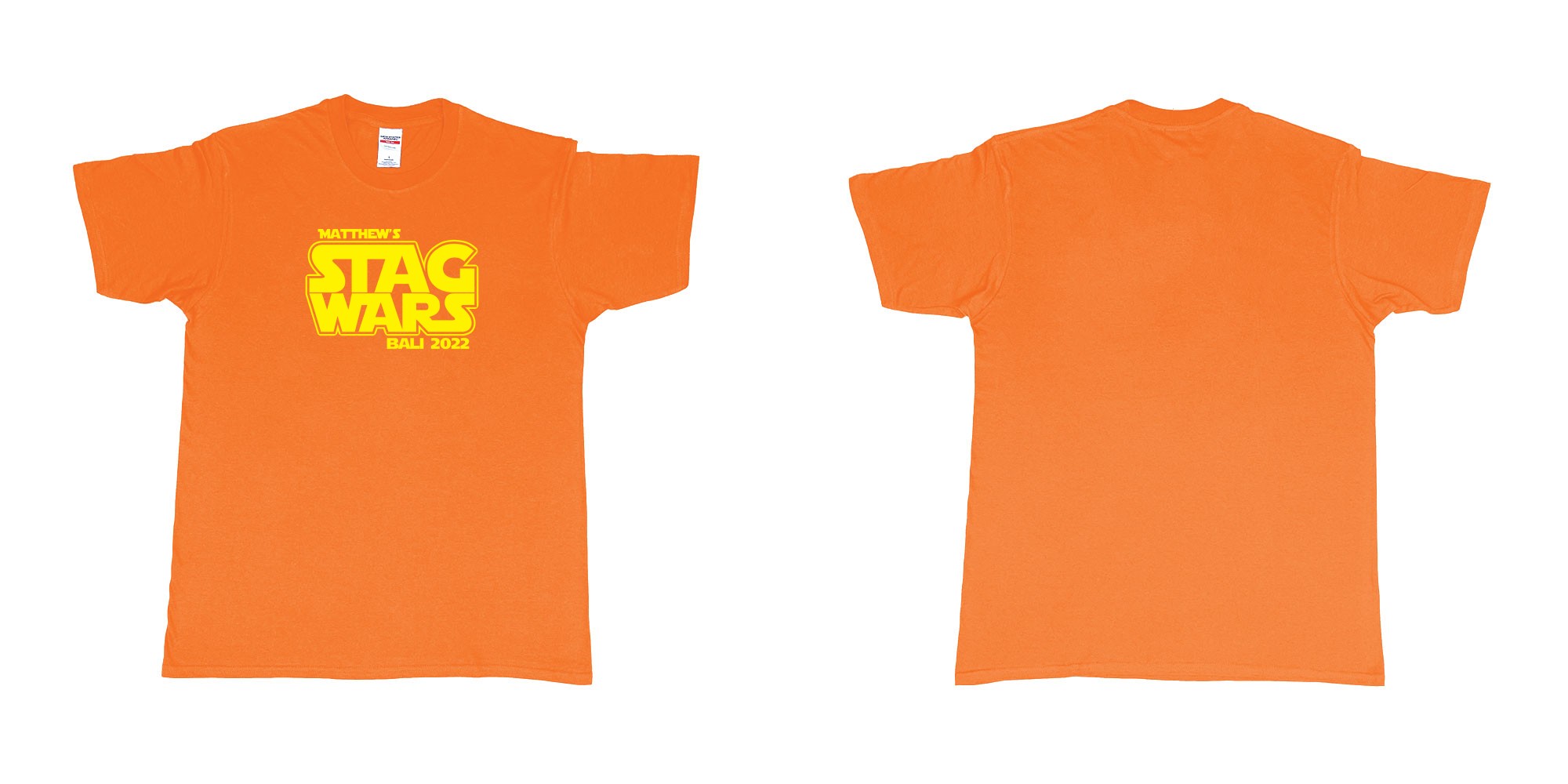 Custom tshirt design TPW Star Wars Stag in fabric color orange choice your own text made in Bali by The Pirate Way