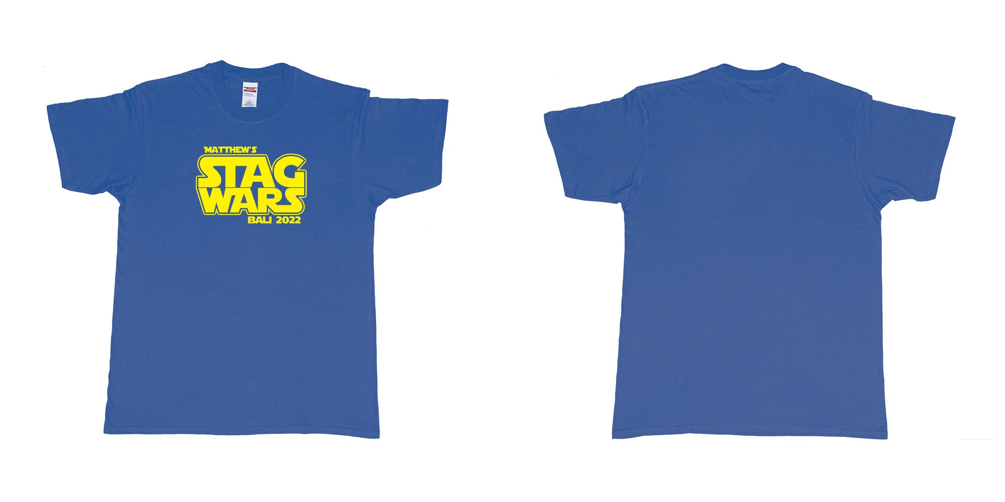 Custom tshirt design TPW Star Wars Stag in fabric color royal-blue choice your own text made in Bali by The Pirate Way