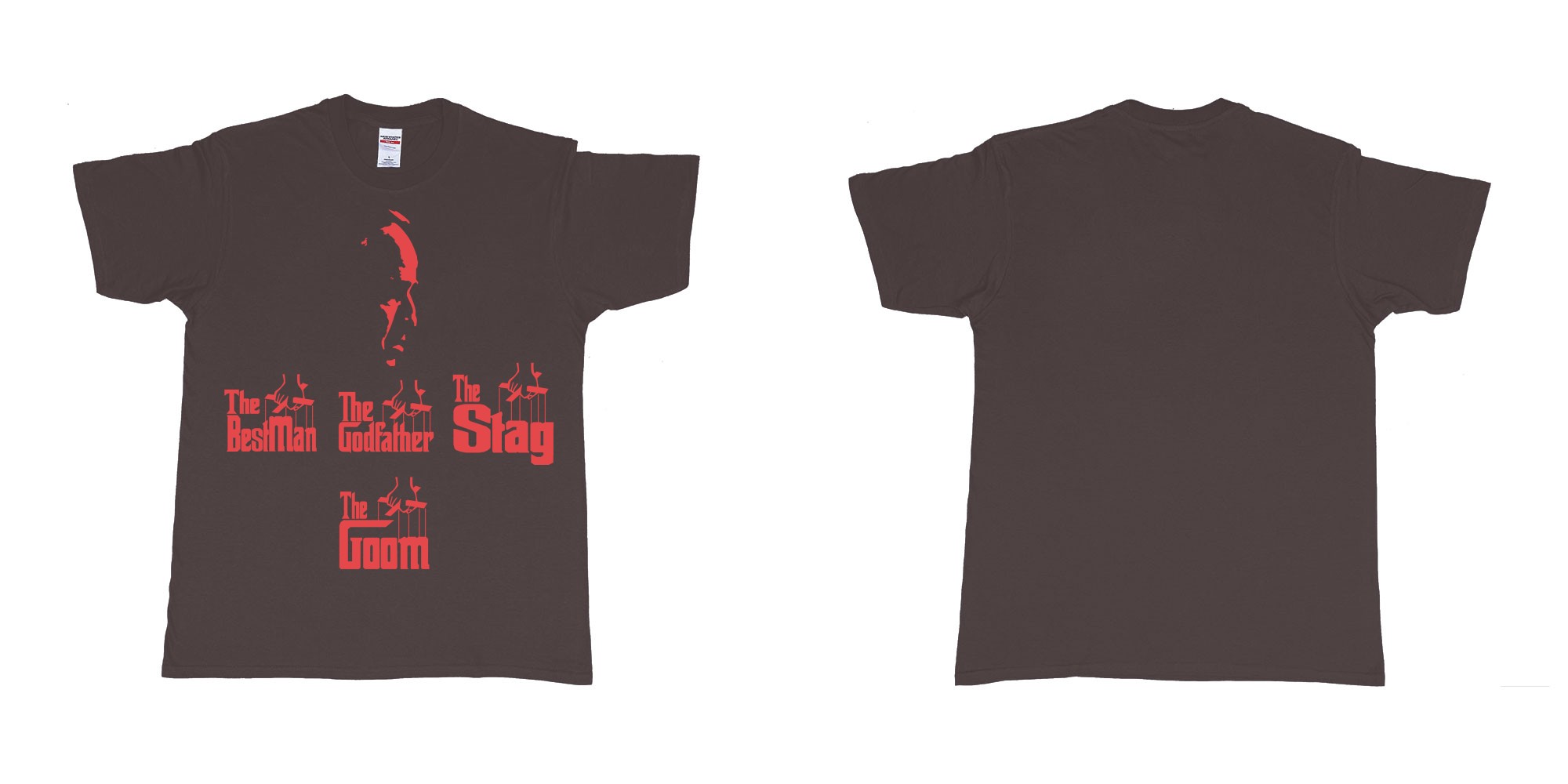 Custom tshirt design TPW the godfather in fabric color dark-chocolate choice your own text made in Bali by The Pirate Way