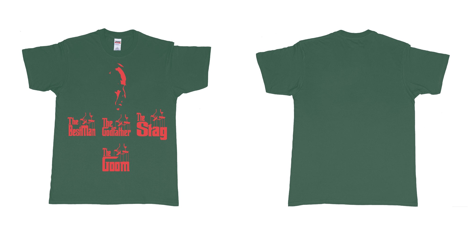 Custom tshirt design TPW the godfather in fabric color forest-green choice your own text made in Bali by The Pirate Way
