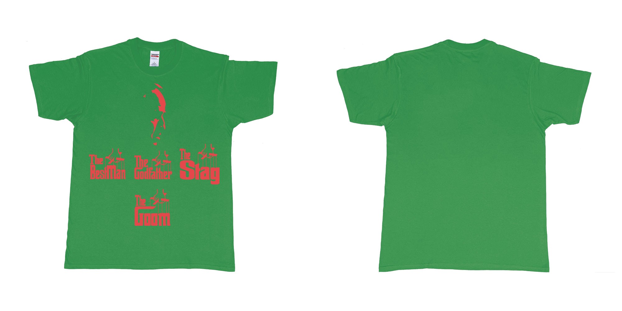 Custom tshirt design TPW the godfather in fabric color irish-green choice your own text made in Bali by The Pirate Way