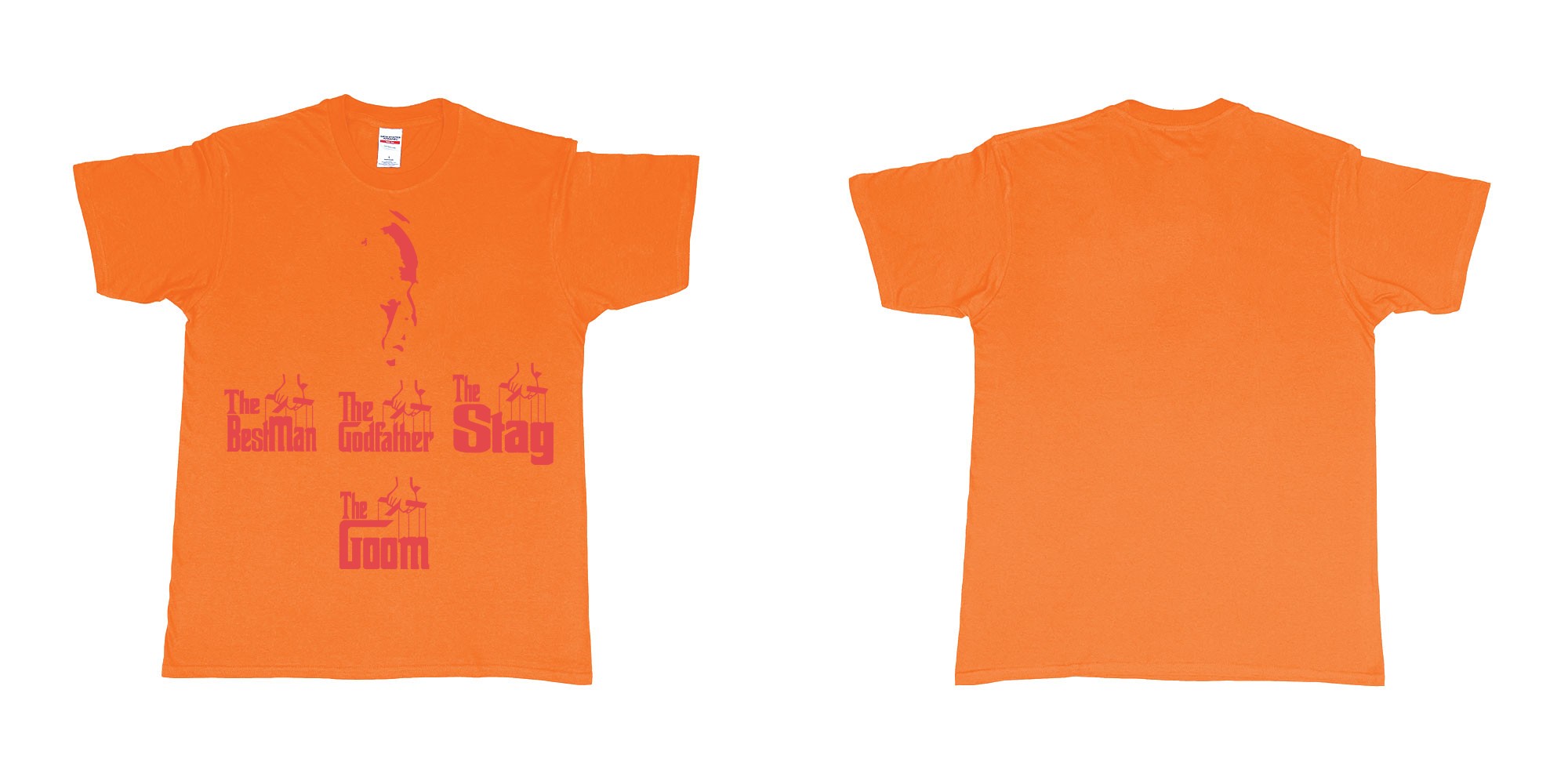 Custom tshirt design TPW the godfather in fabric color orange choice your own text made in Bali by The Pirate Way