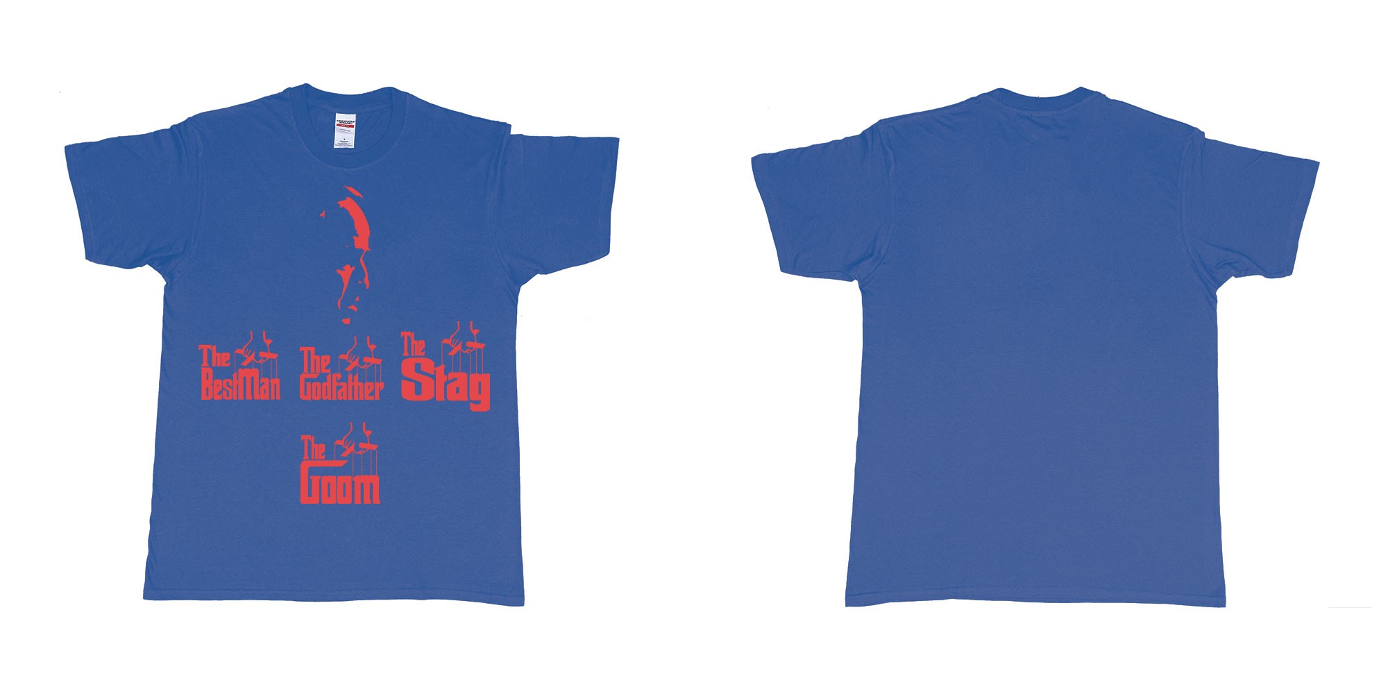 Custom tshirt design TPW the godfather in fabric color royal-blue choice your own text made in Bali by The Pirate Way