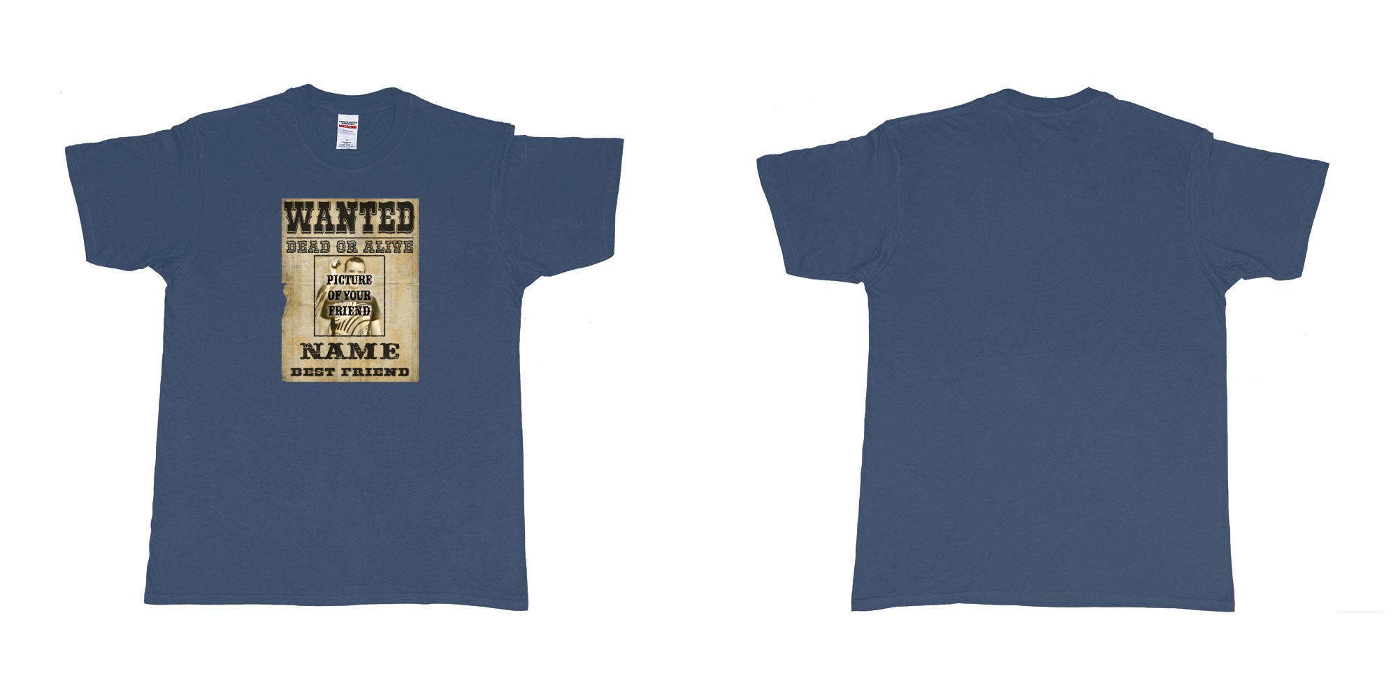 Custom tshirt design Wanted Poster in fabric color navy choice your own text made in Bali by The Pirate Way