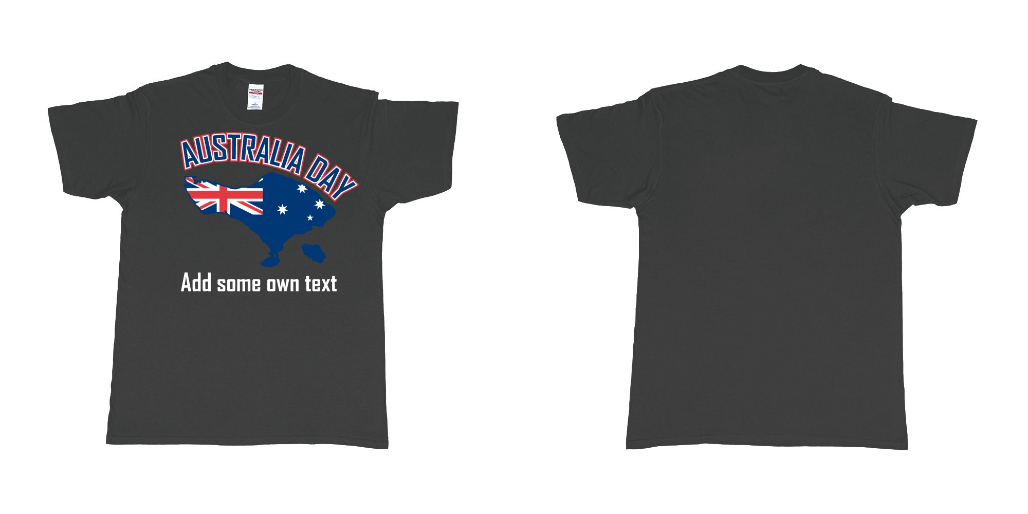 Custom tshirt design australia day in bali custom teeshirt printing in fabric color black choice your own text made in Bali by The Pirate Way