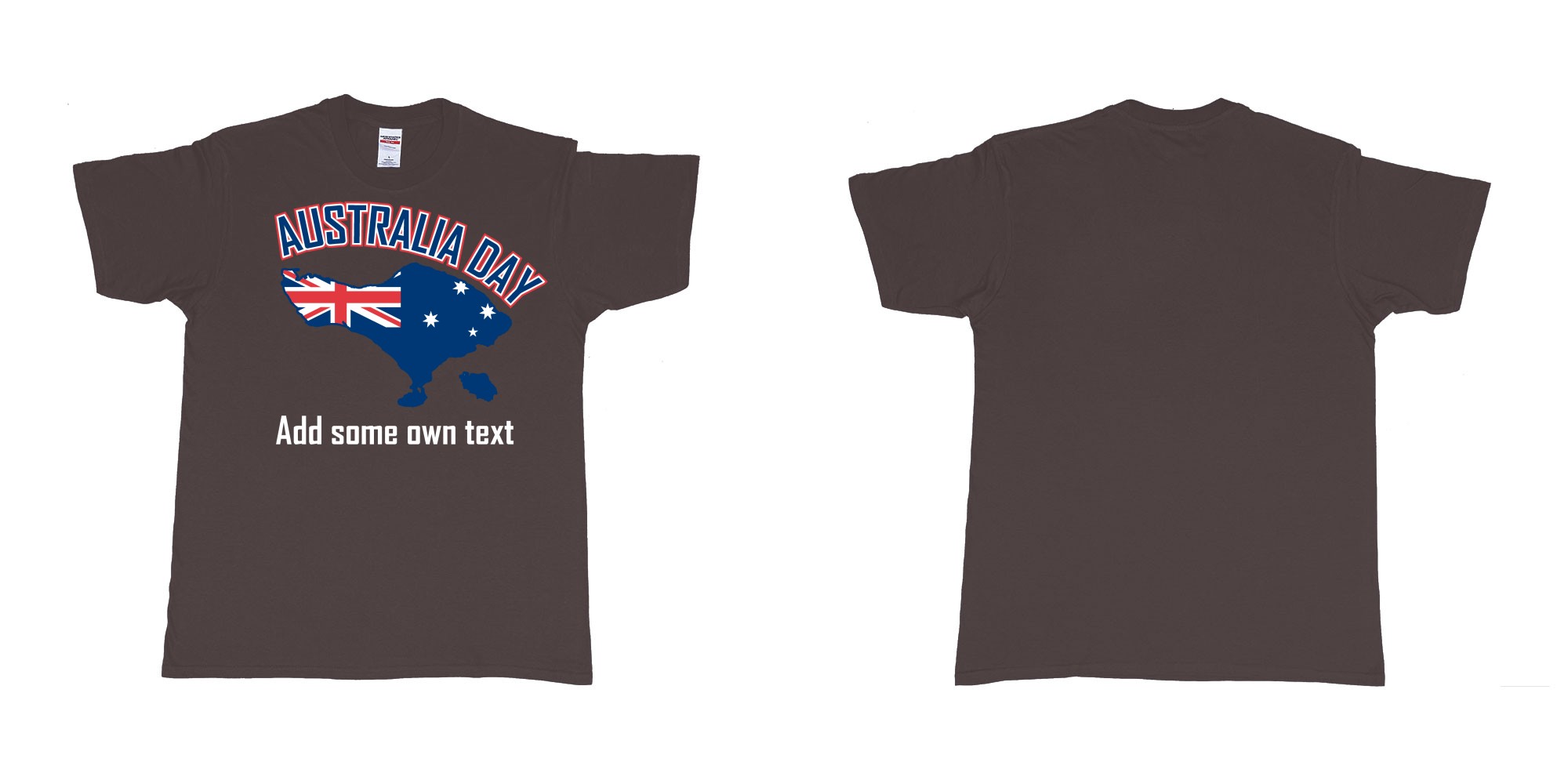 Custom tshirt design australia day in bali custom teeshirt printing in fabric color dark-chocolate choice your own text made in Bali by The Pirate Way