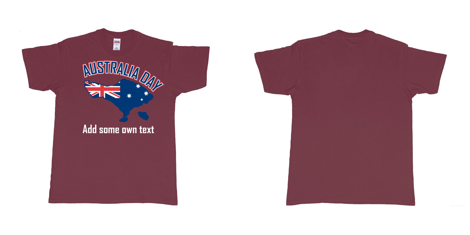 Custom tshirt design australia day in bali custom teeshirt printing in fabric color marron choice your own text made in Bali by The Pirate Way