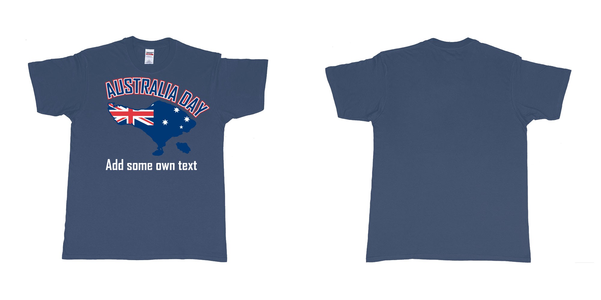 Custom tshirt design australia day in bali custom teeshirt printing in fabric color navy choice your own text made in Bali by The Pirate Way