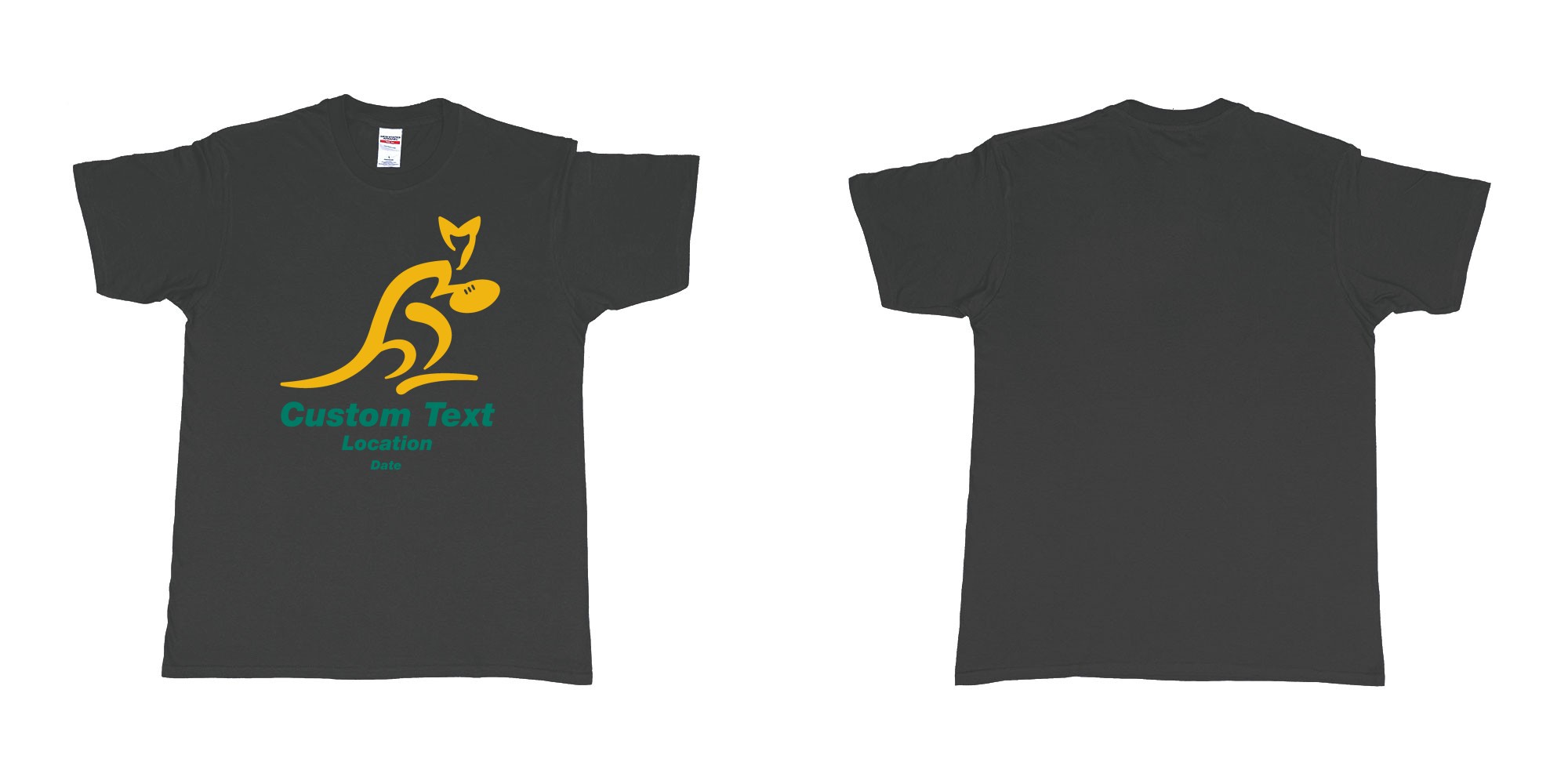 Custom tshirt design australia national rugby union team the wallabies in fabric color black choice your own text made in Bali by The Pirate Way