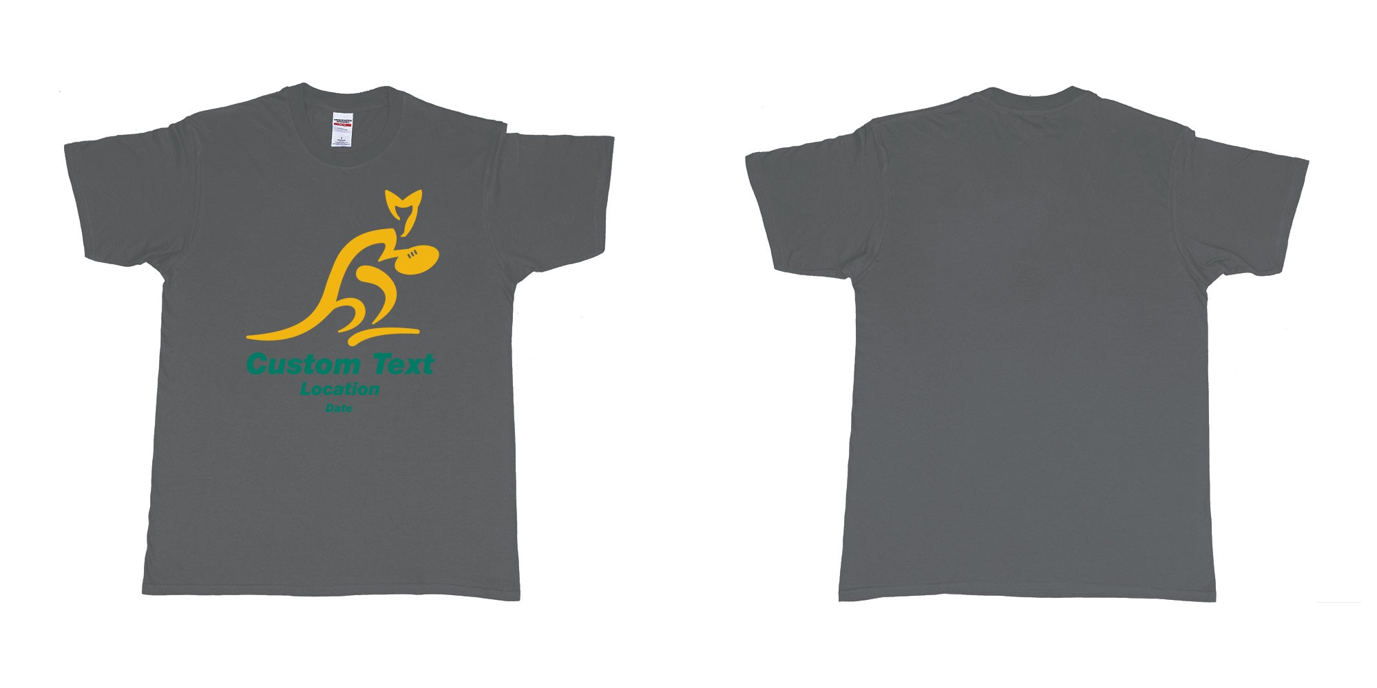 Custom tshirt design australia national rugby union team the wallabies in fabric color charcoal choice your own text made in Bali by The Pirate Way
