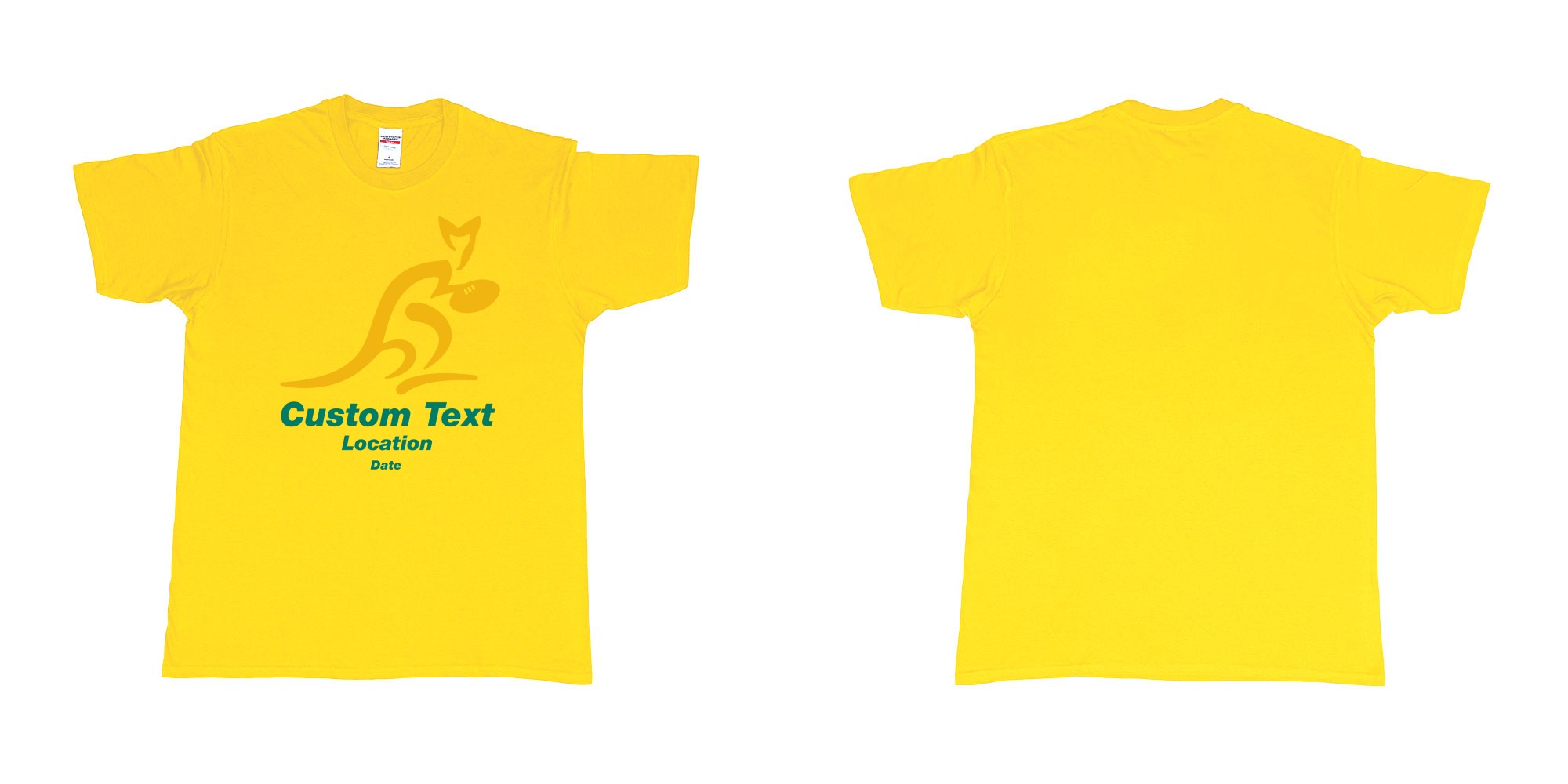 Custom tshirt design australia national rugby union team the wallabies in fabric color daisy choice your own text made in Bali by The Pirate Way