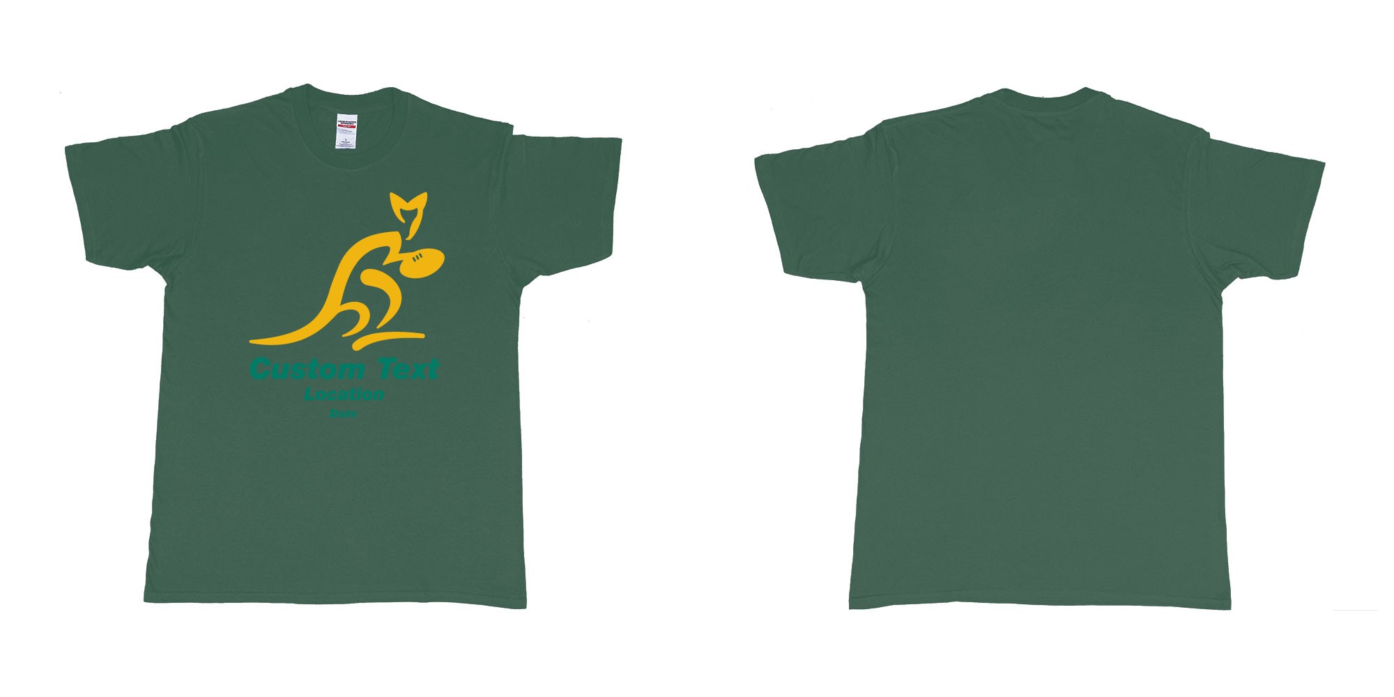 Custom tshirt design australia national rugby union team the wallabies in fabric color forest-green choice your own text made in Bali by The Pirate Way