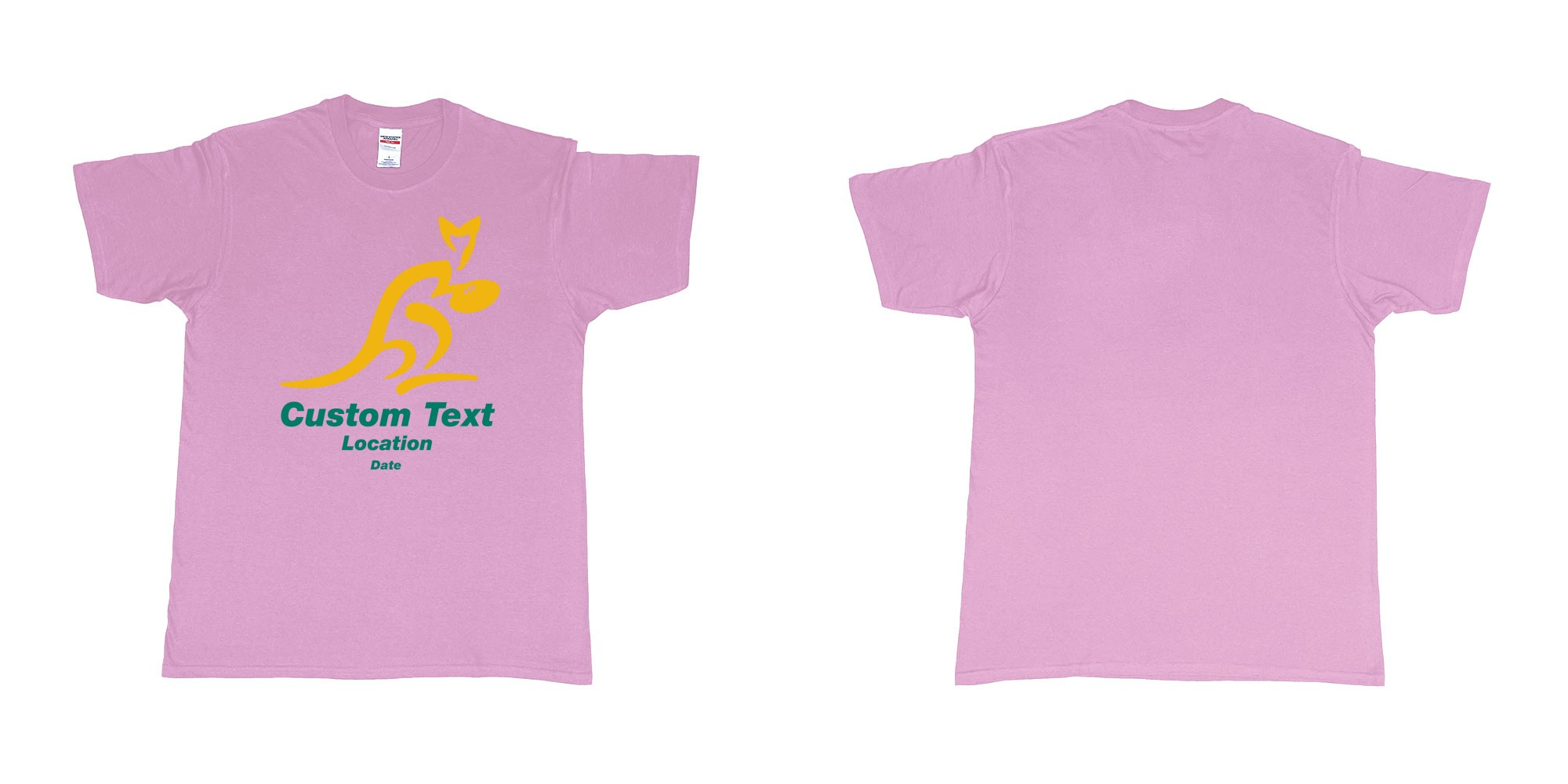 Custom tshirt design australia national rugby union team the wallabies in fabric color light-pink choice your own text made in Bali by The Pirate Way
