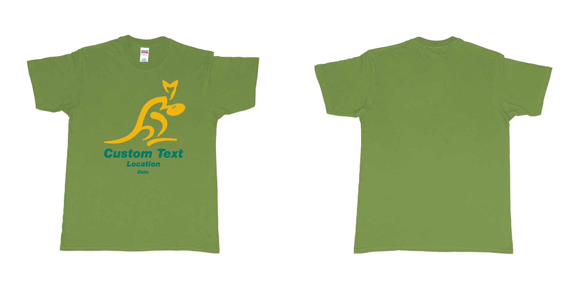 Custom tshirt design australia national rugby union team the wallabies in fabric color military-green choice your own text made in Bali by The Pirate Way