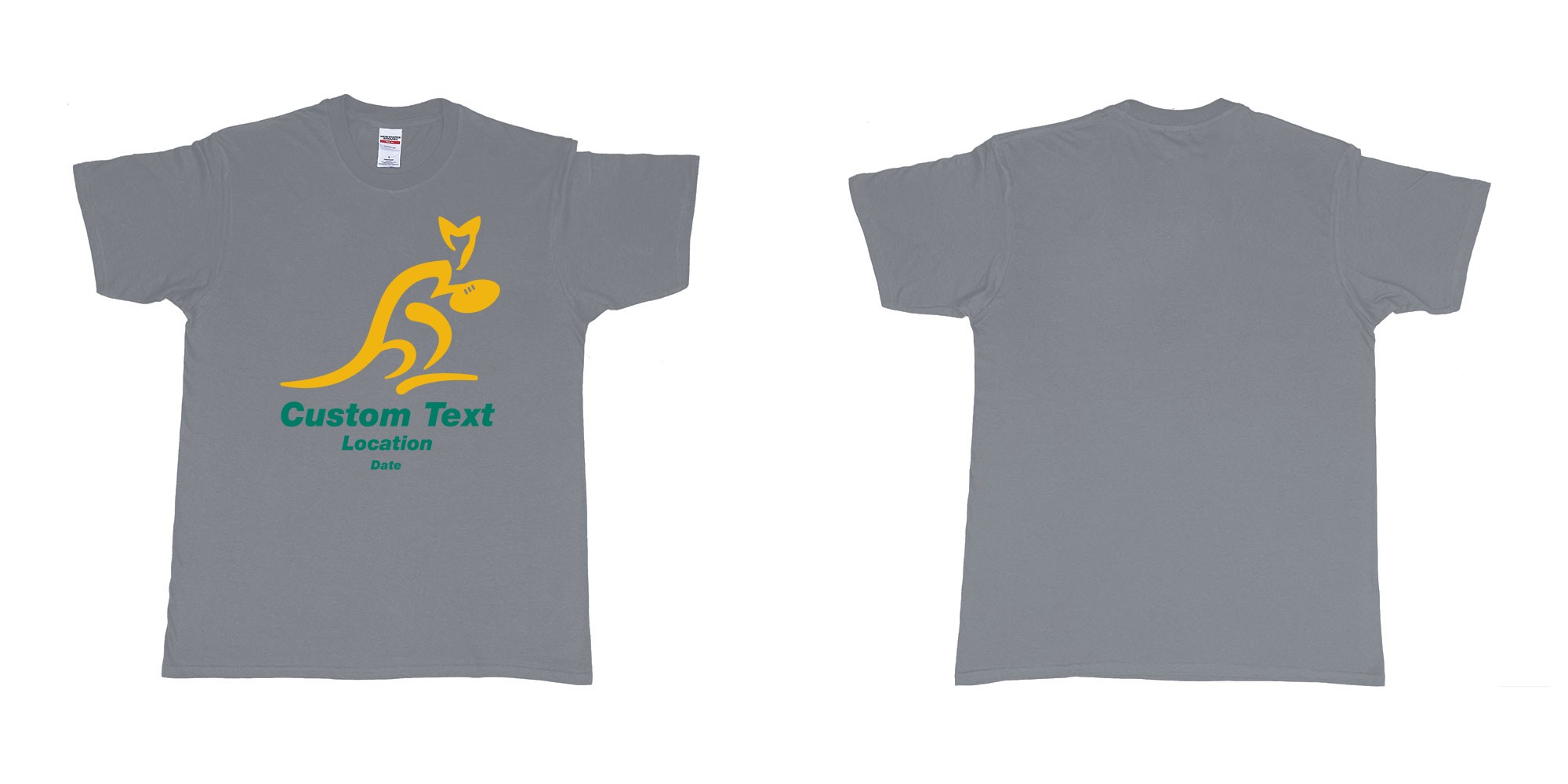 Custom tshirt design australia national rugby union team the wallabies in fabric color misty choice your own text made in Bali by The Pirate Way