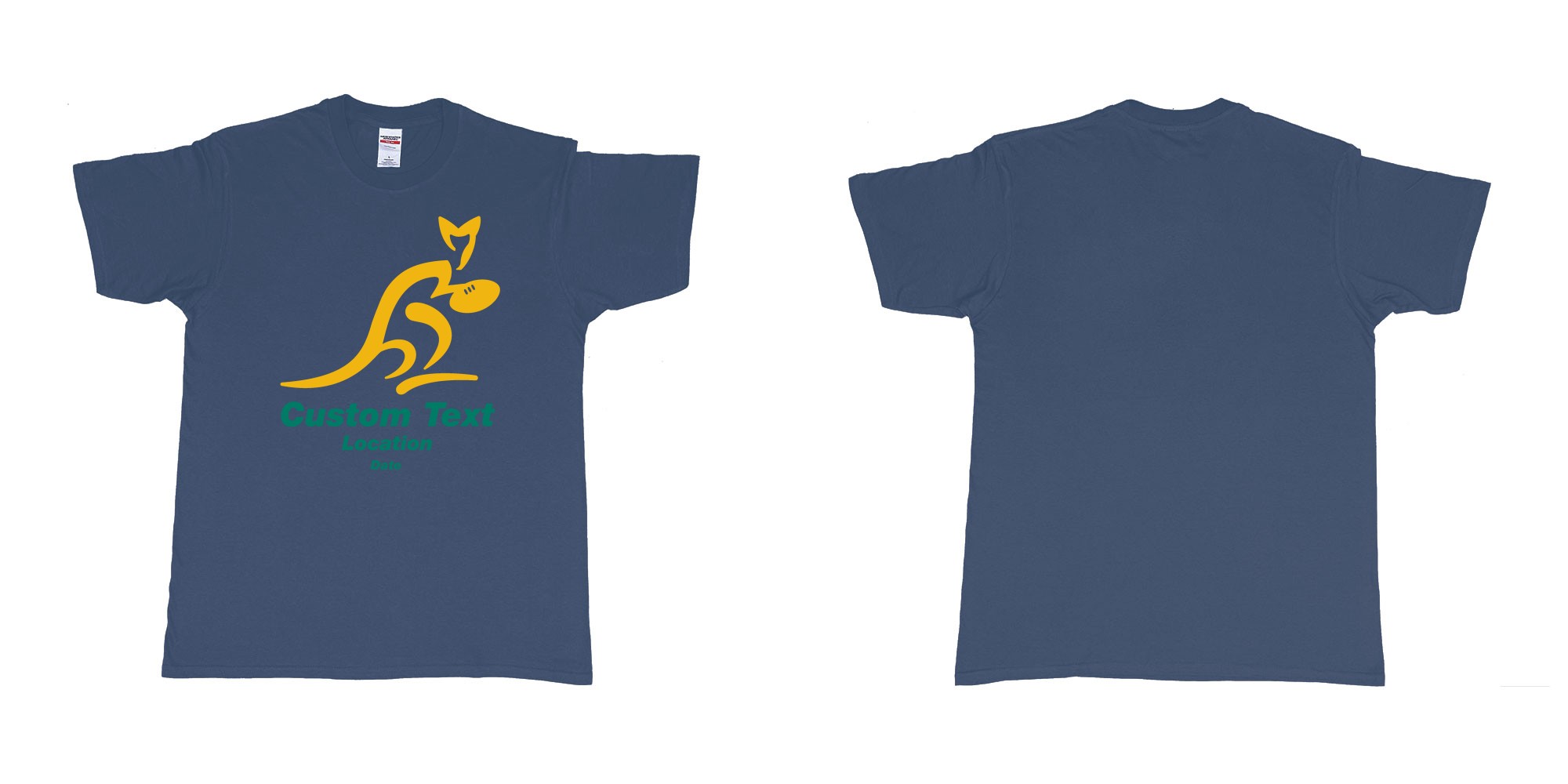 Custom tshirt design australia national rugby union team the wallabies in fabric color navy choice your own text made in Bali by The Pirate Way