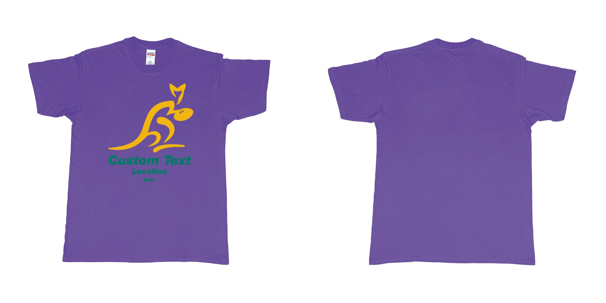 Custom tshirt design australia national rugby union team the wallabies in fabric color purple choice your own text made in Bali by The Pirate Way
