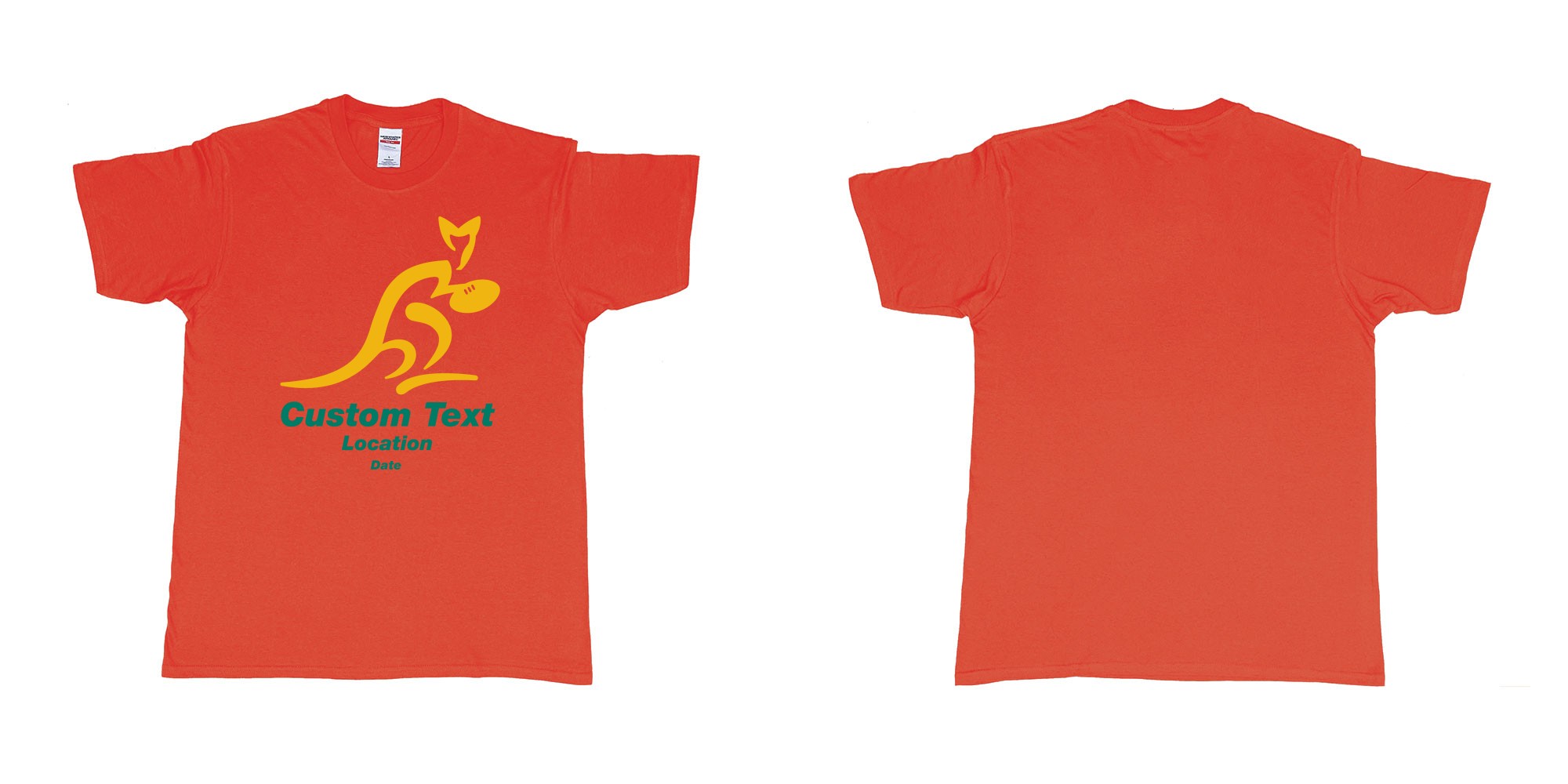 Custom tshirt design australia national rugby union team the wallabies in fabric color red choice your own text made in Bali by The Pirate Way