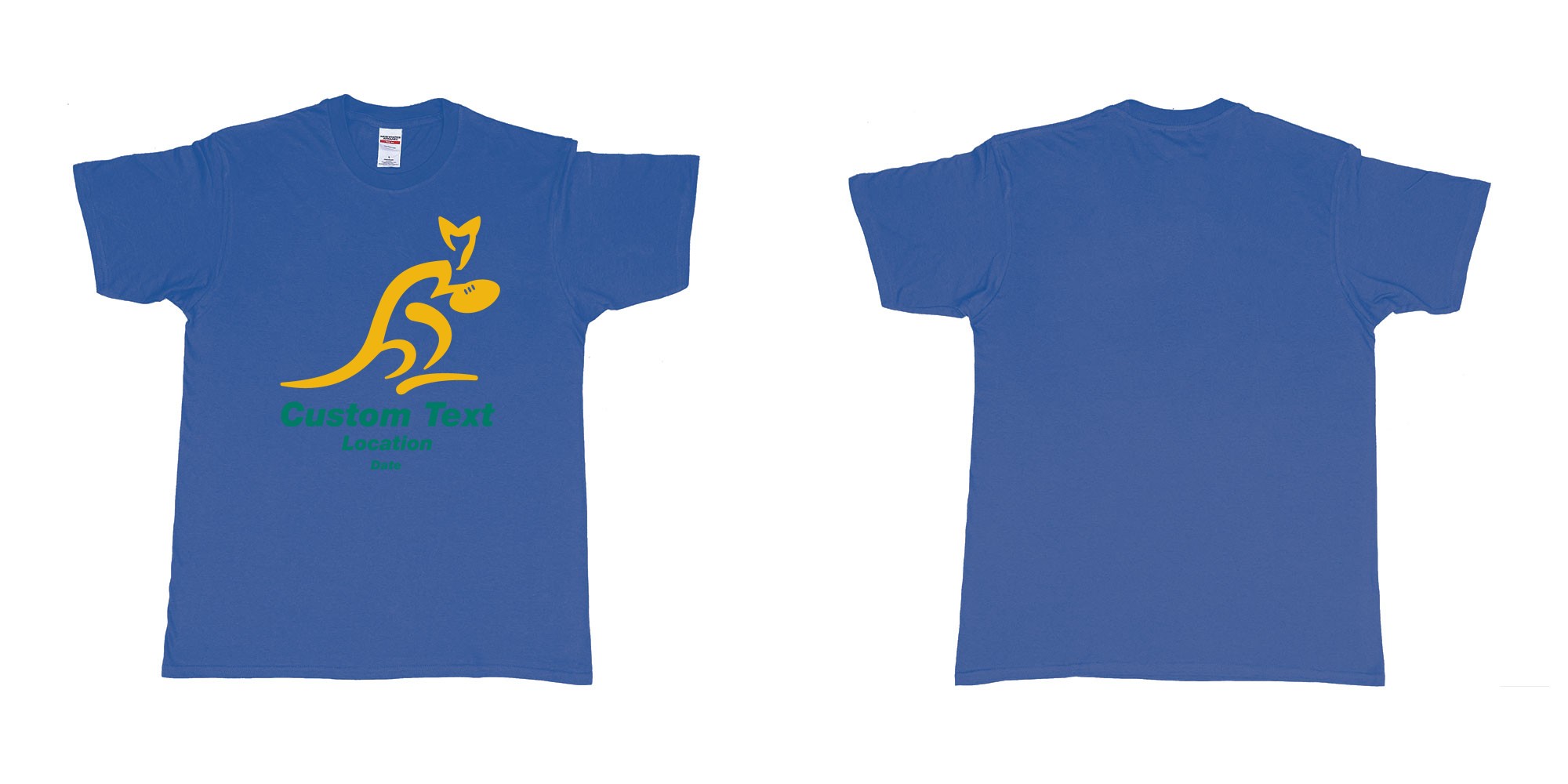 Custom tshirt design australia national rugby union team the wallabies in fabric color royal-blue choice your own text made in Bali by The Pirate Way