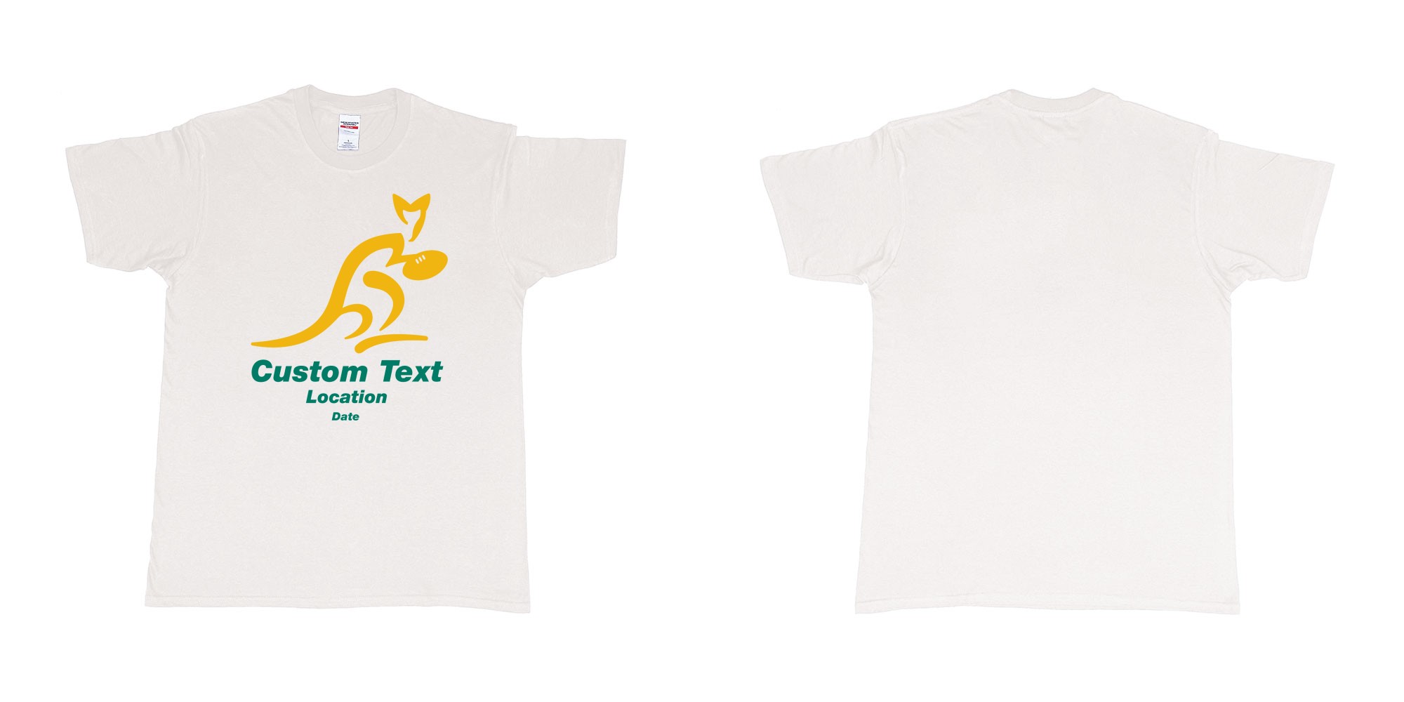 Custom tshirt design australia national rugby union team the wallabies in fabric color white choice your own text made in Bali by The Pirate Way