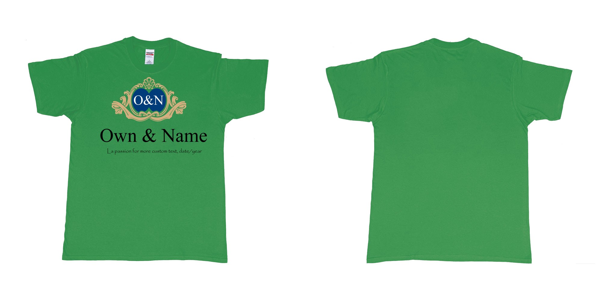 Custom tshirt design barton and guestier champagne in fabric color irish-green choice your own text made in Bali by The Pirate Way