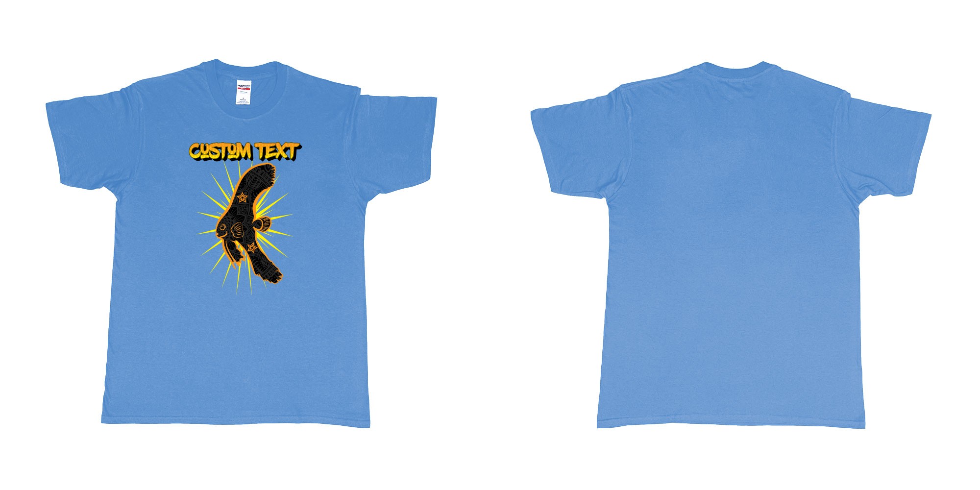 Custom tshirt design batfish juvenile star own text in fabric color carolina-blue choice your own text made in Bali by The Pirate Way