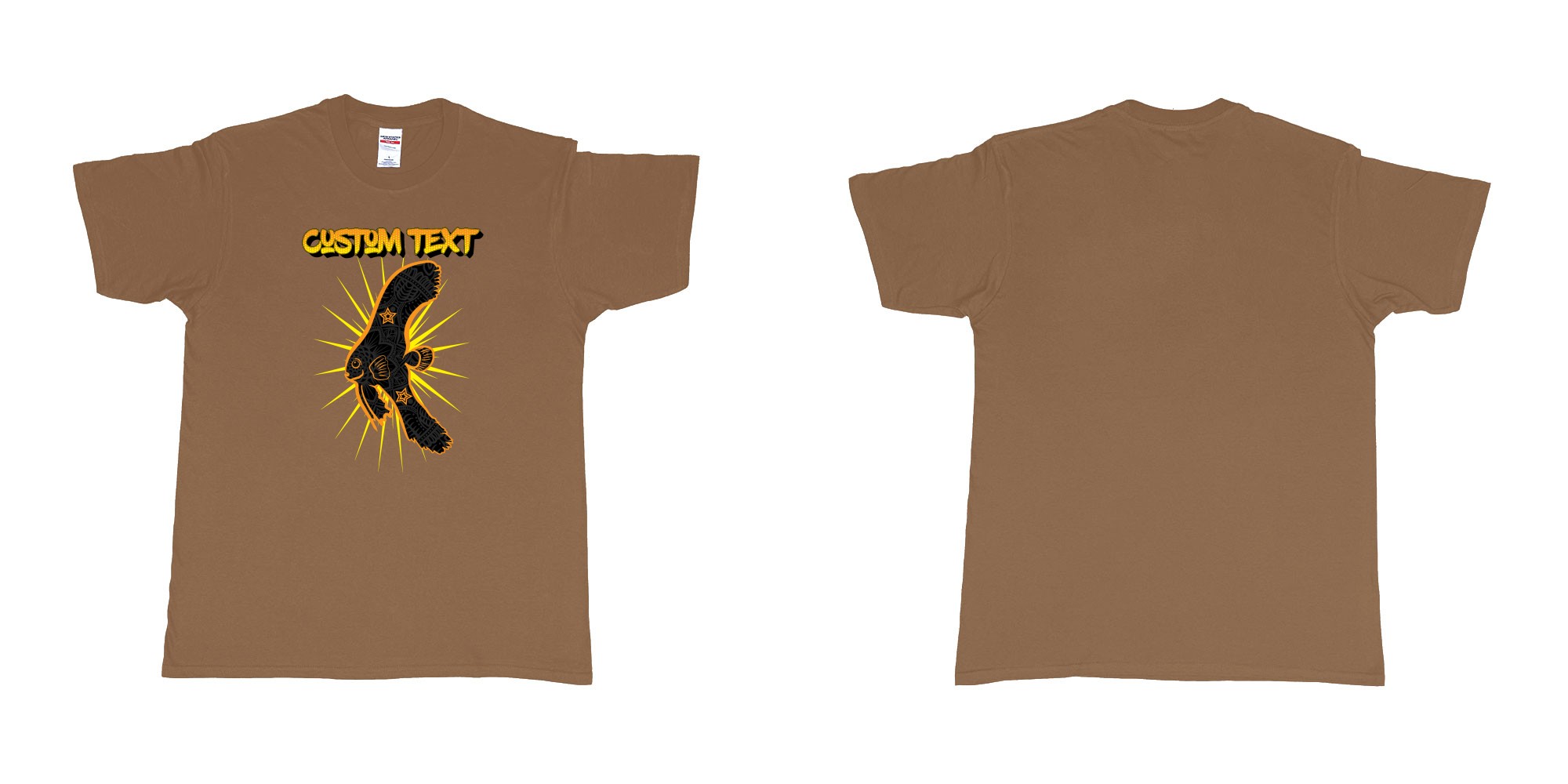 Custom tshirt design batfish juvenile star own text in fabric color chestnut choice your own text made in Bali by The Pirate Way