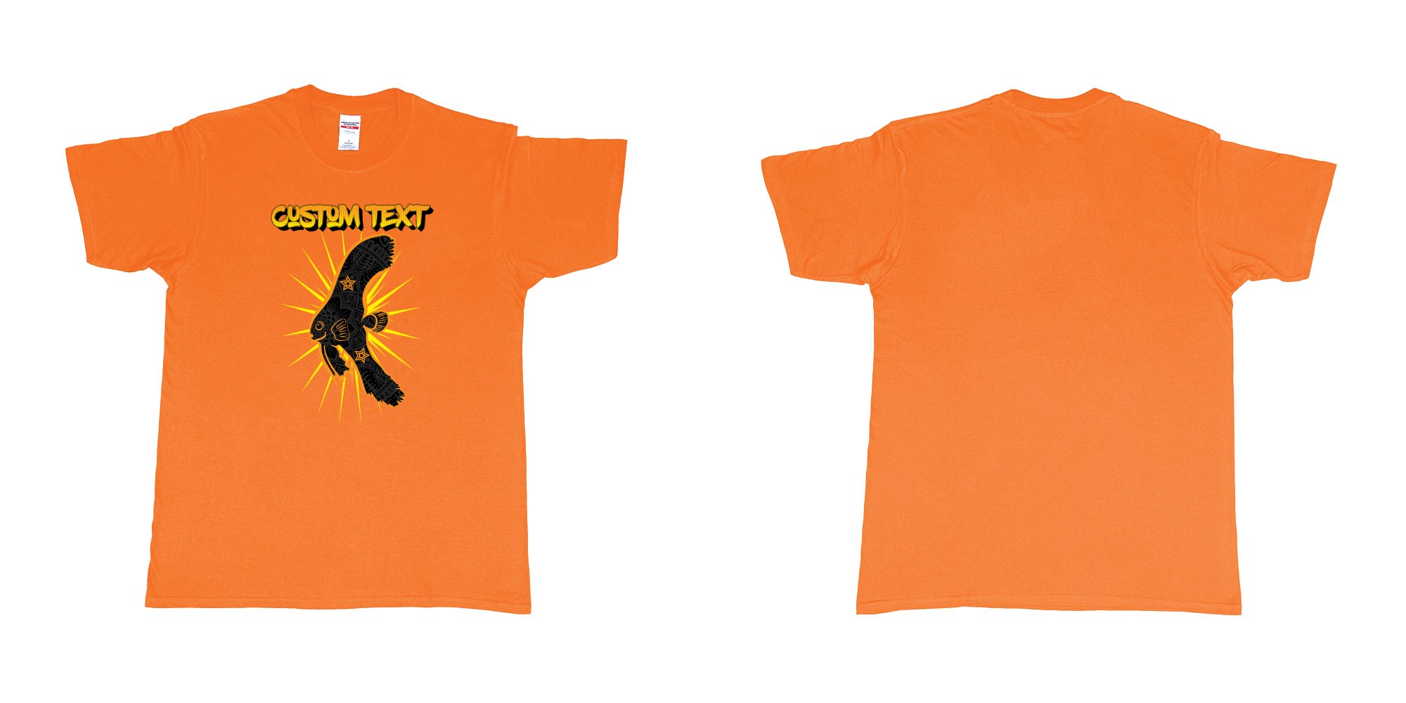 Custom tshirt design batfish juvenile star own text in fabric color orange choice your own text made in Bali by The Pirate Way