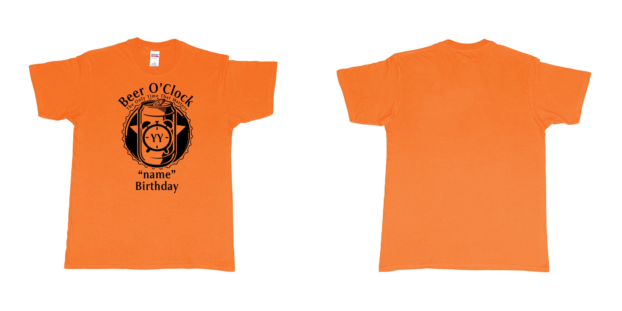 Custom tshirt design beer oclock the only time that matters custom year and names birthday bali in fabric color orange choice your own text made in Bali by The Pirate Way