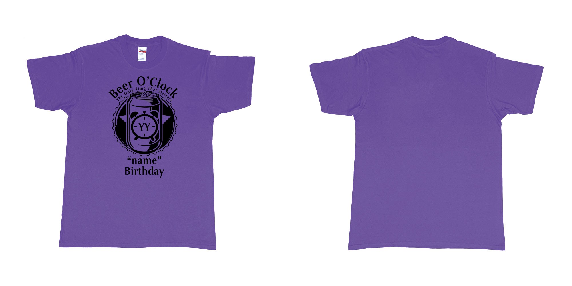 Custom tshirt design beer oclock the only time that matters custom year and names birthday bali in fabric color purple choice your own text made in Bali by The Pirate Way