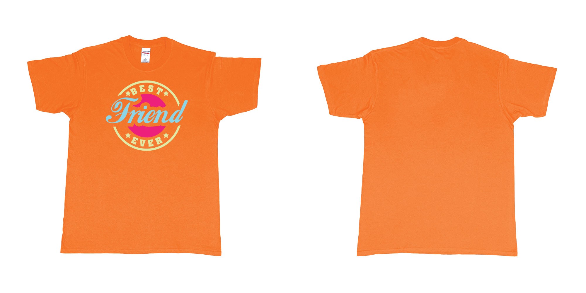 Custom tshirt design best friend ever in fabric color orange choice your own text made in Bali by The Pirate Way