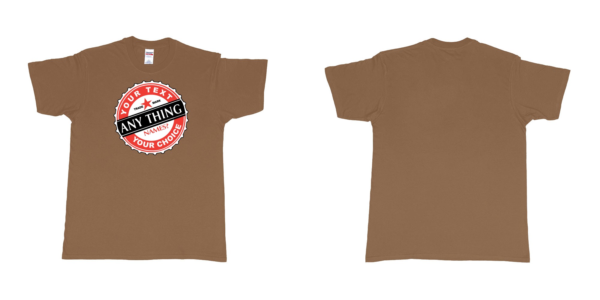 Custom tshirt design bintang in fabric color chestnut choice your own text made in Bali by The Pirate Way