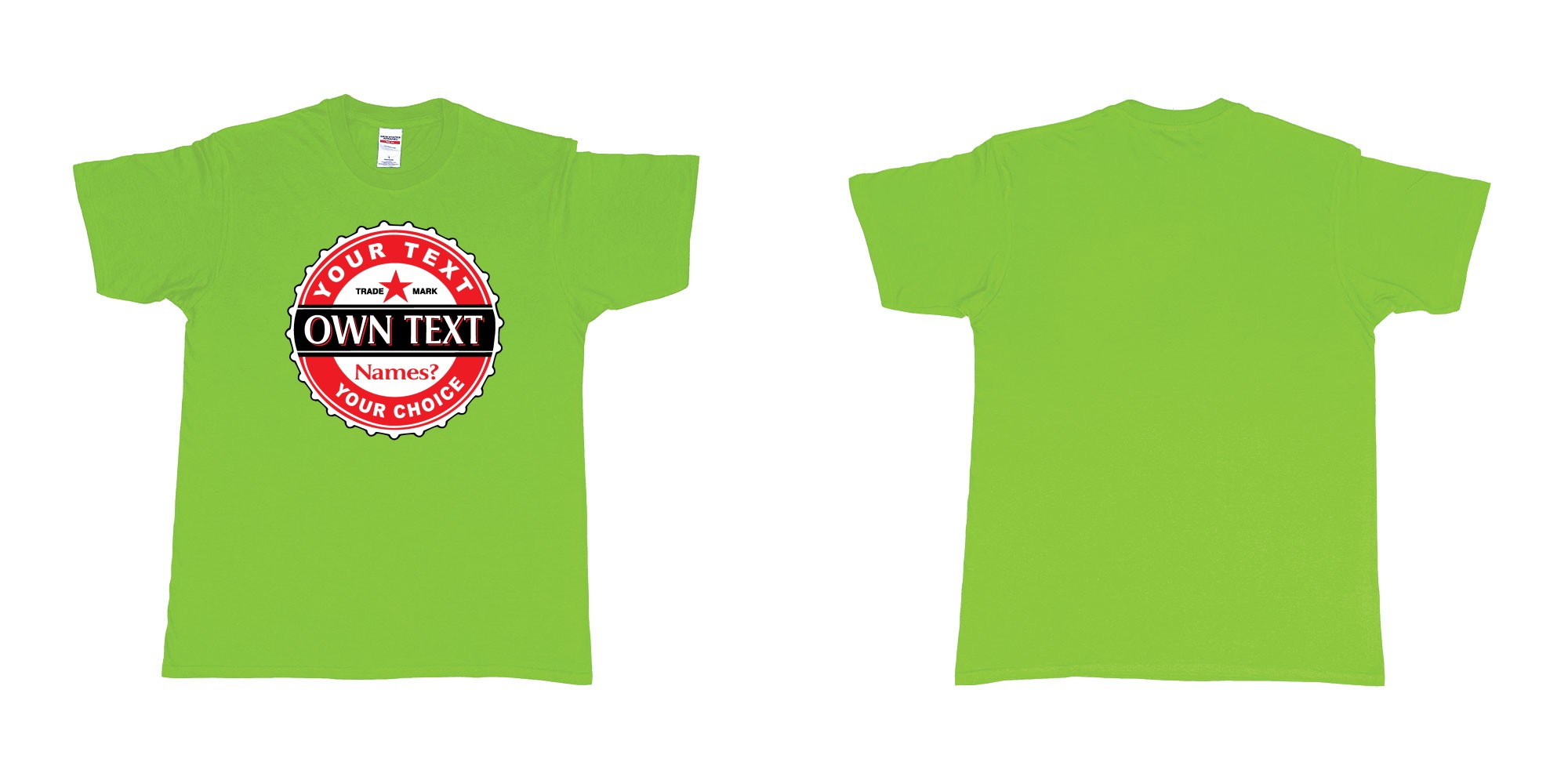Custom tshirt design bintang classic strait in fabric color lime choice your own text made in Bali by The Pirate Way
