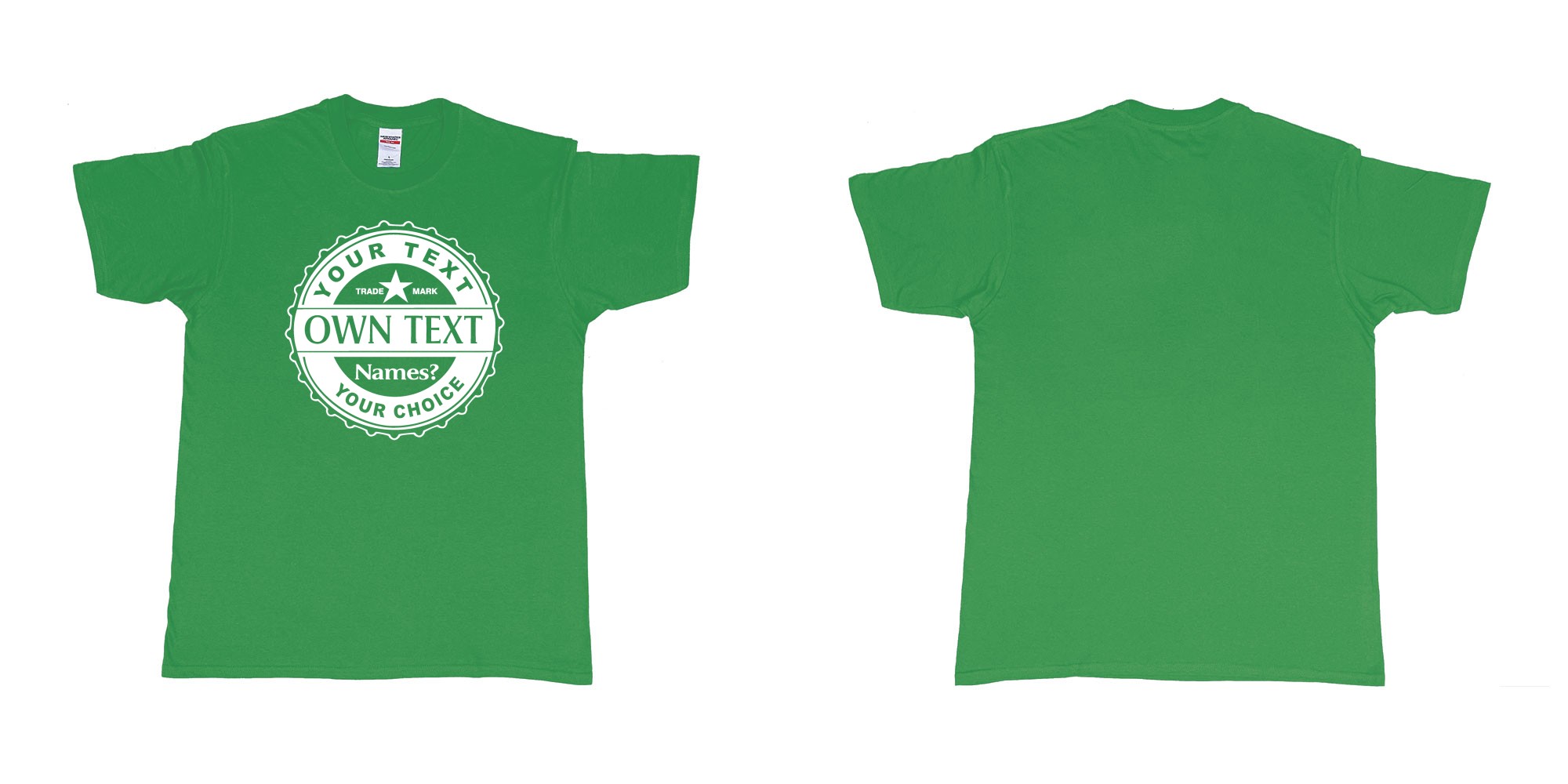 Custom tshirt design bintang classic strait one color in fabric color irish-green choice your own text made in Bali by The Pirate Way