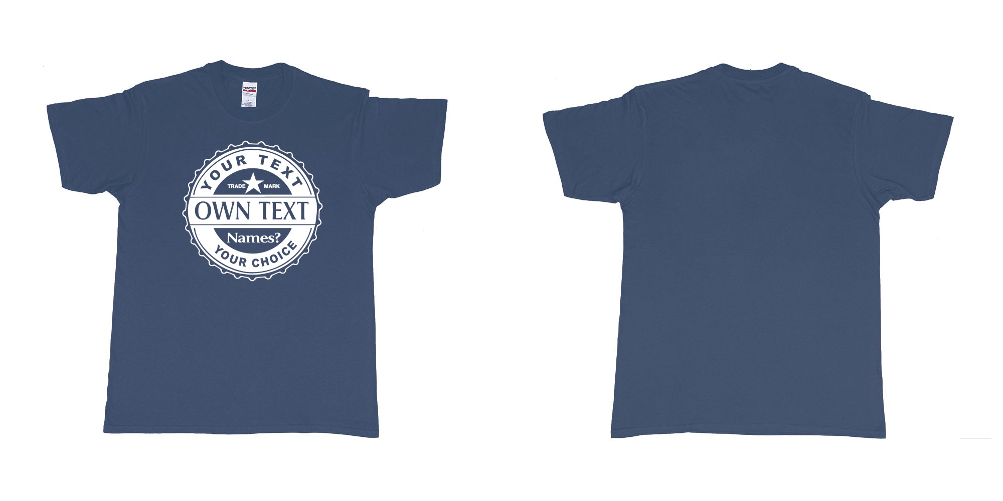 Custom tshirt design bintang classic strait one color in fabric color navy choice your own text made in Bali by The Pirate Way