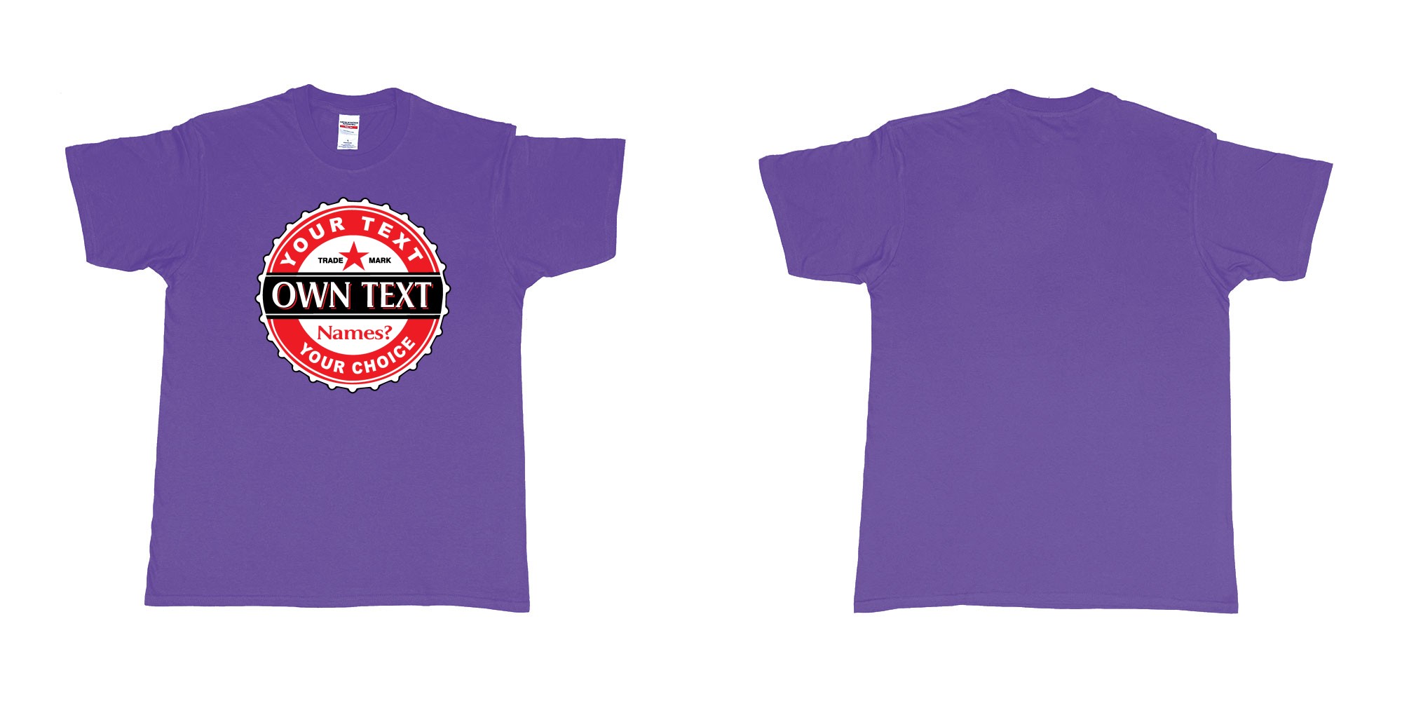 Custom tshirt design bintang classic strait in fabric color purple choice your own text made in Bali by The Pirate Way
