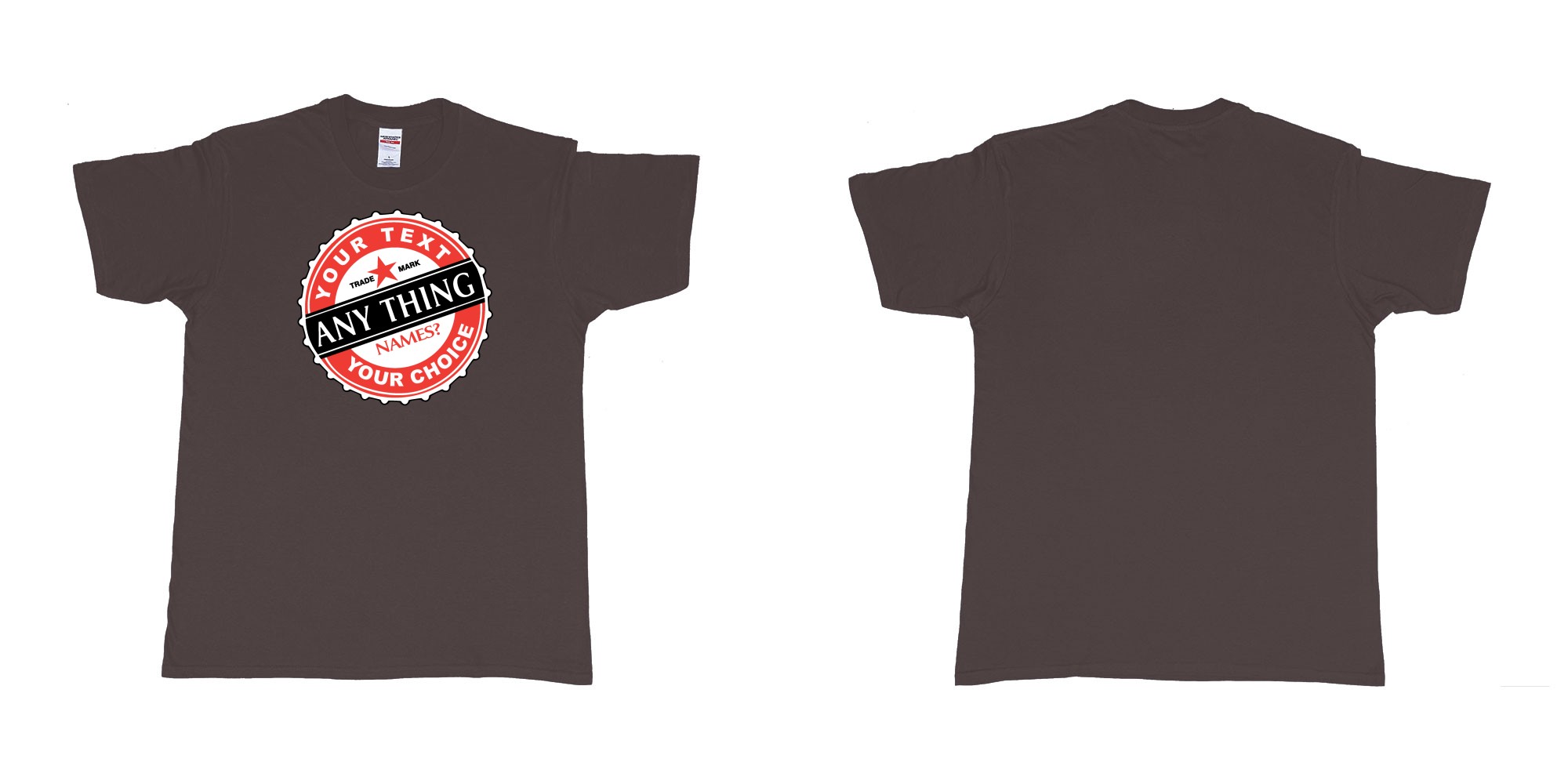 Custom tshirt design bintang in fabric color dark-chocolate choice your own text made in Bali by The Pirate Way