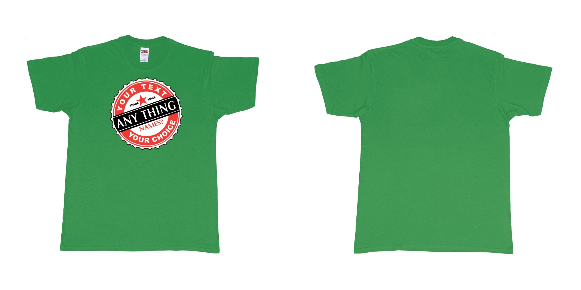 Custom tshirt design bintang in fabric color irish-green choice your own text made in Bali by The Pirate Way