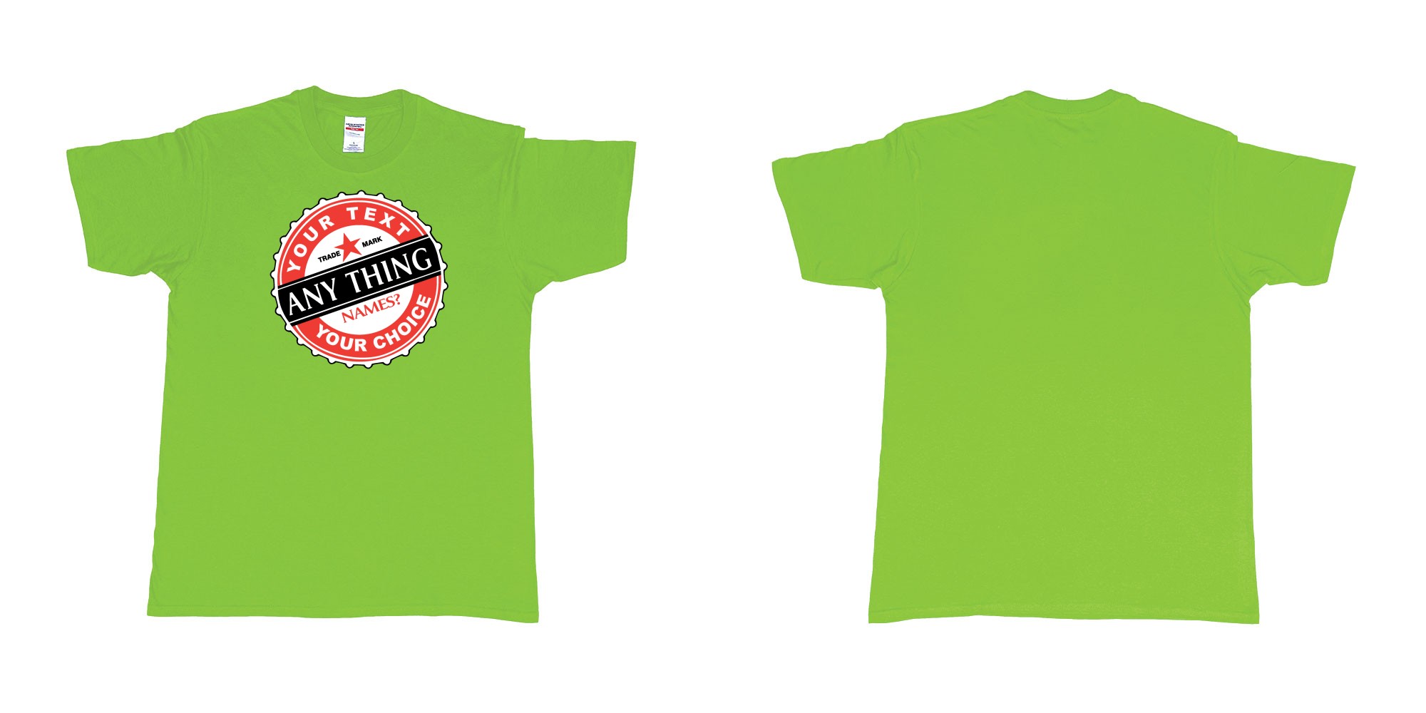 Custom tshirt design bintang in fabric color lime choice your own text made in Bali by The Pirate Way