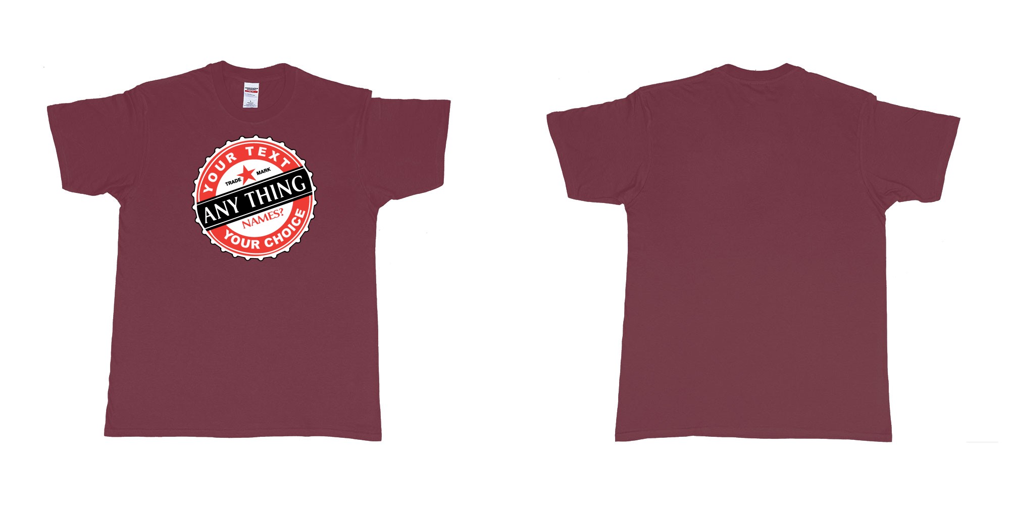 Custom tshirt design bintang in fabric color marron choice your own text made in Bali by The Pirate Way