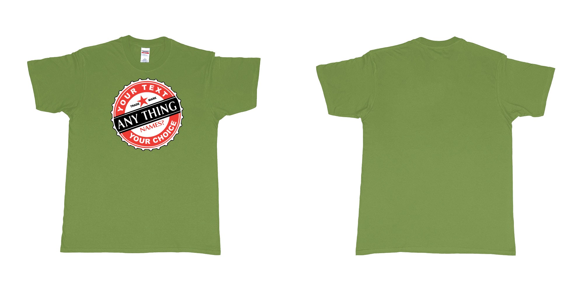 Custom tshirt design bintang in fabric color military-green choice your own text made in Bali by The Pirate Way