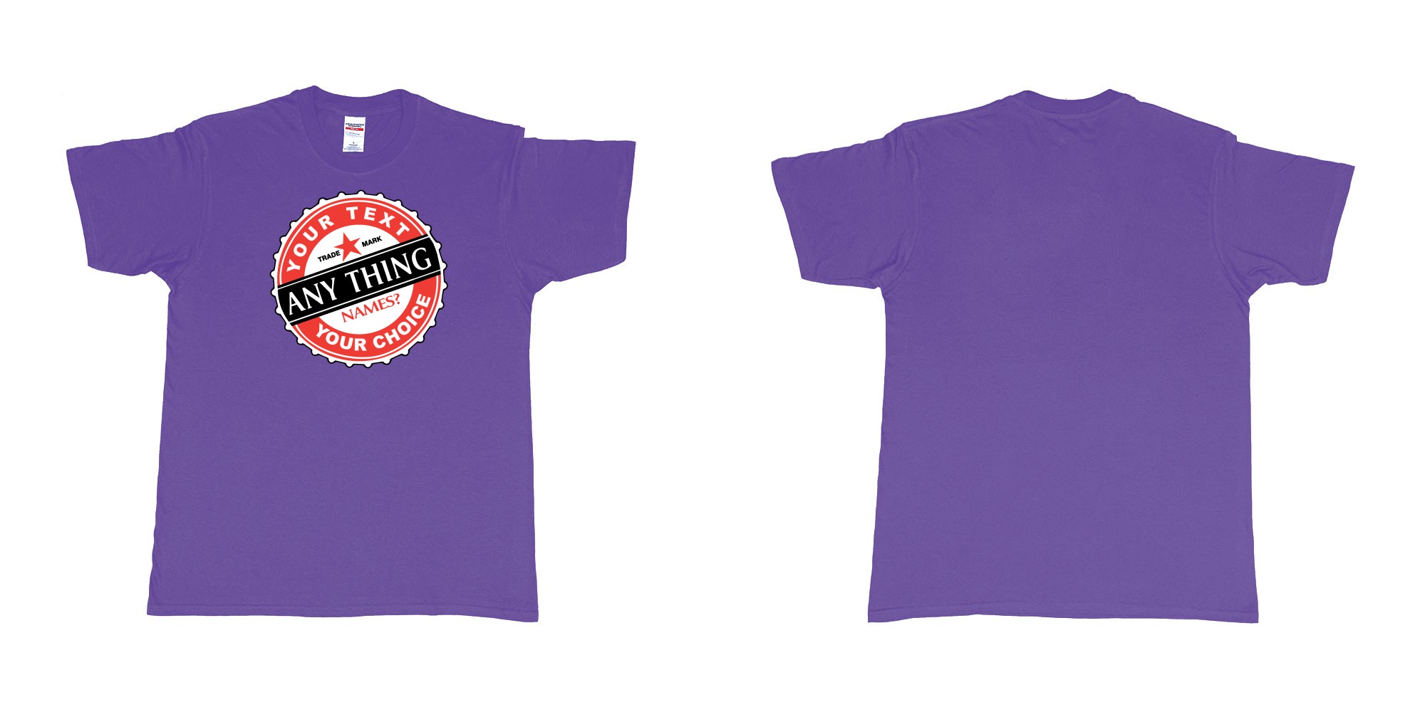 Custom tshirt design bintang in fabric color purple choice your own text made in Bali by The Pirate Way