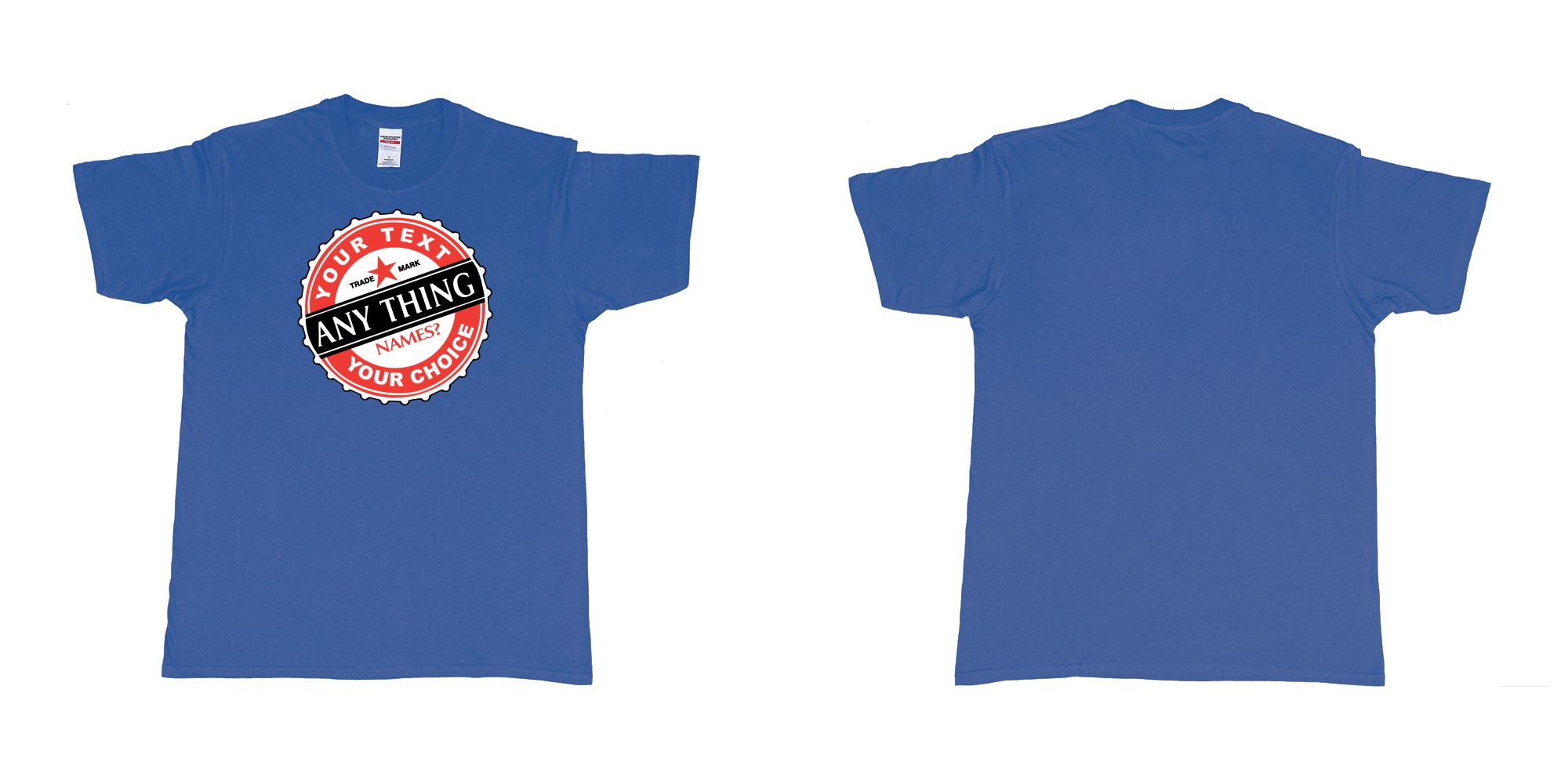Custom tshirt design bintang in fabric color royal-blue choice your own text made in Bali by The Pirate Way