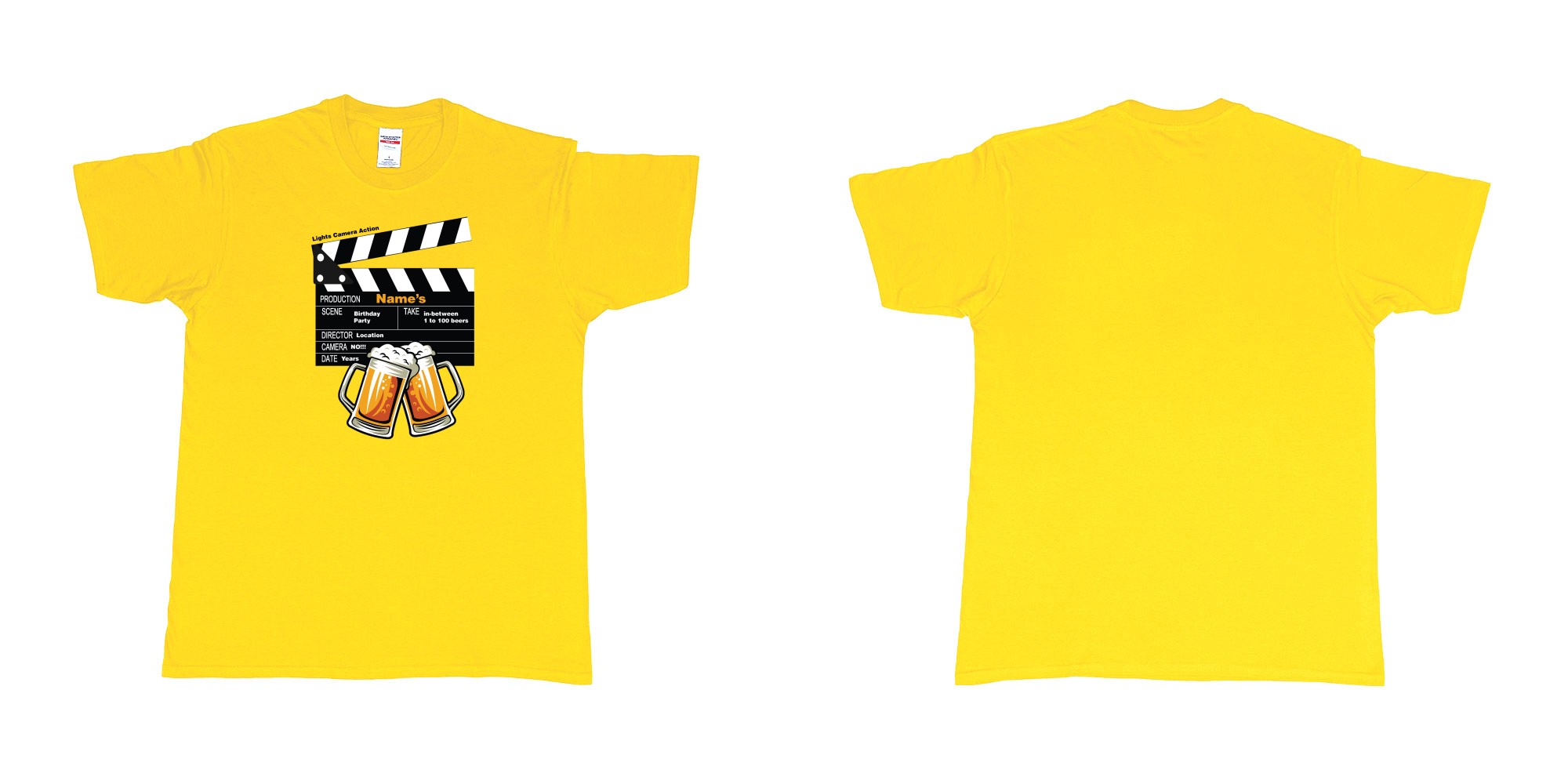 Custom tshirt design birthday beers movie clapperboard in fabric color daisy choice your own text made in Bali by The Pirate Way