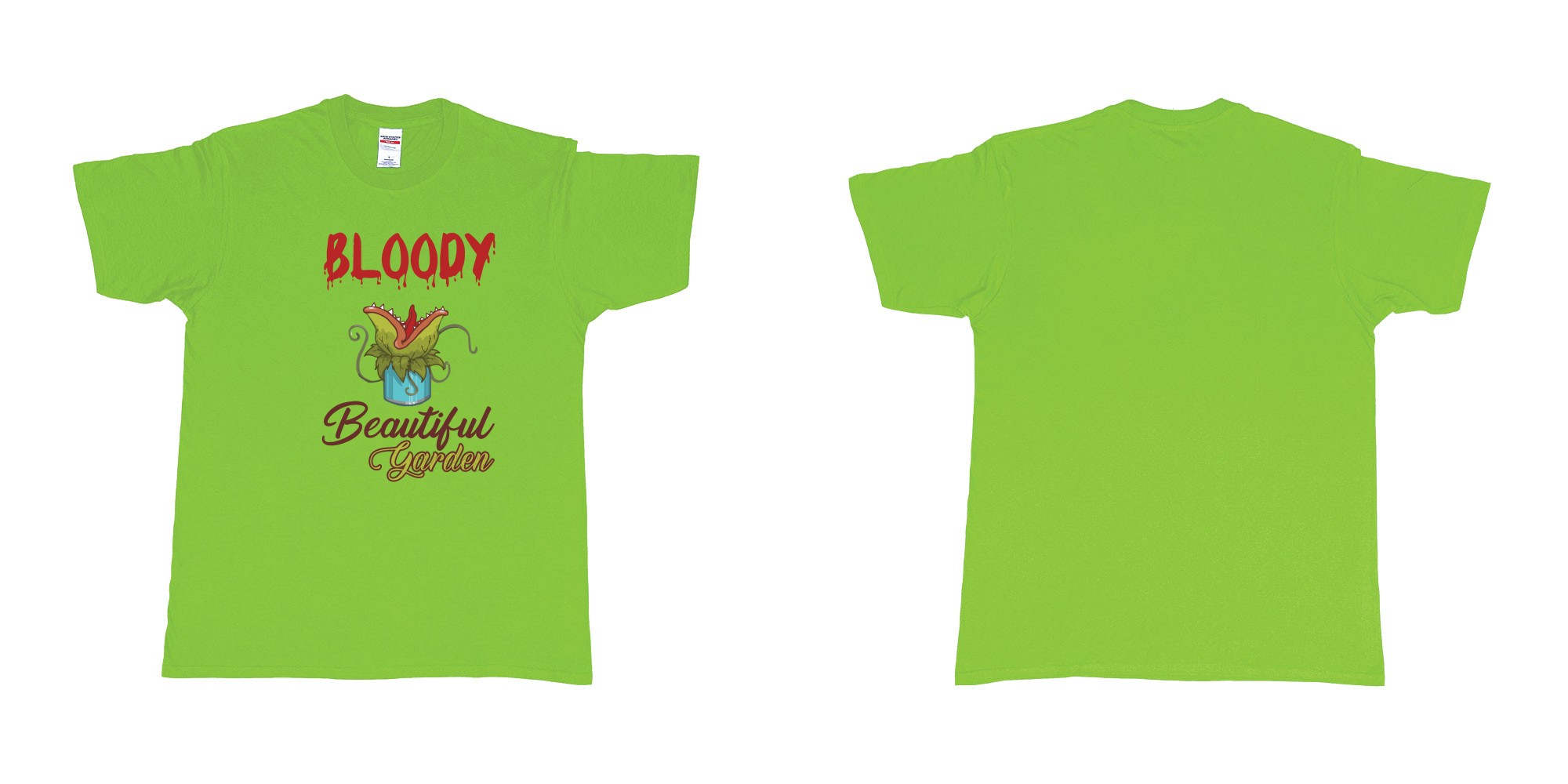 Custom tshirt design bloody beautiful garden little shop of horror in fabric color lime choice your own text made in Bali by The Pirate Way